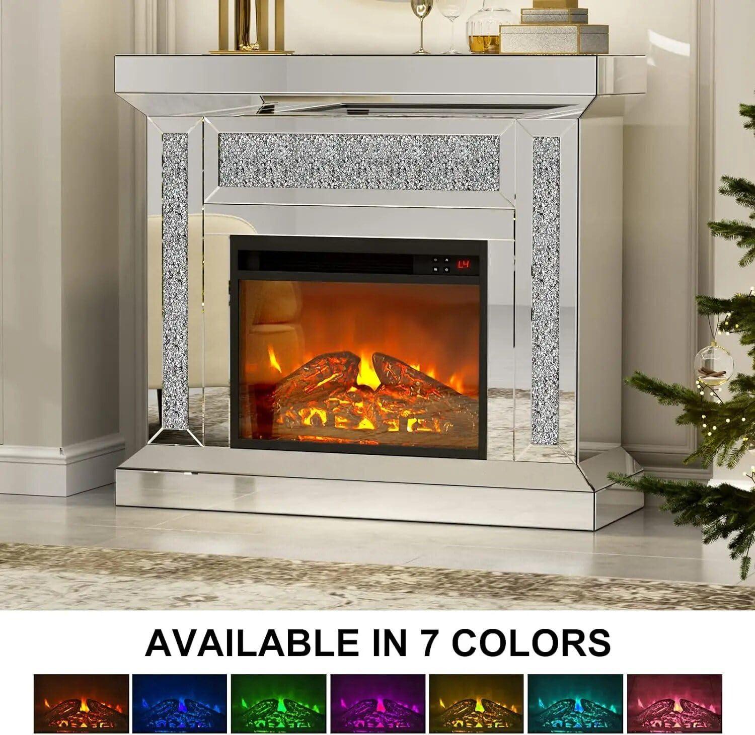 Generic Modern Art Deco Mirrored Electric Fireplace