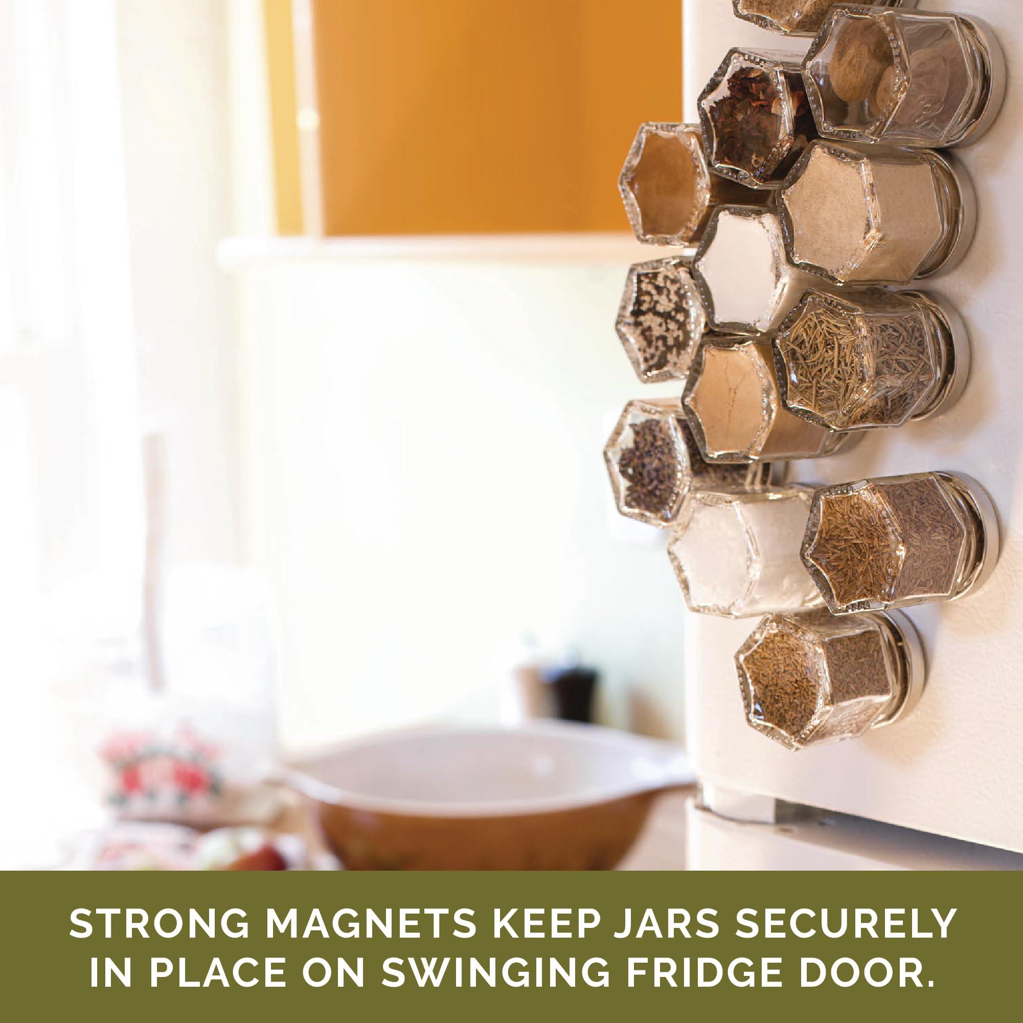Gneiss Spice Gneiss Spice Magnetic Jars: Includes 12 Large Empty Glass Jars (4 oz), Magnetic Metal Lids & Spice Labels | Create a Hanging Spice Rack on Your Fridge