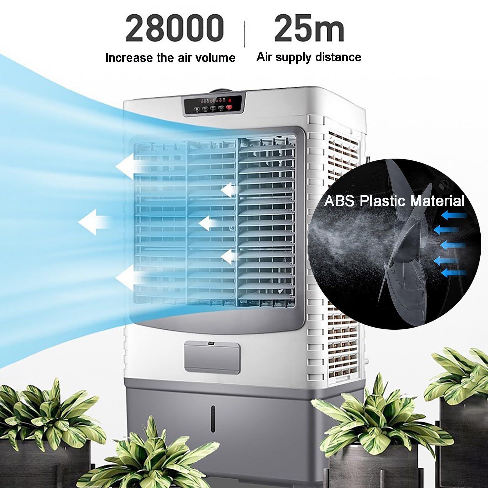 Yqyc Yqyc Industrial Strength Fan Cooler for Commercial, Office, Home - Portable Evaporative Air Cooler, Large Air Volume Industrial Air Conditioning Fan Water Cooling Fan and Caster Wheels with Brakes