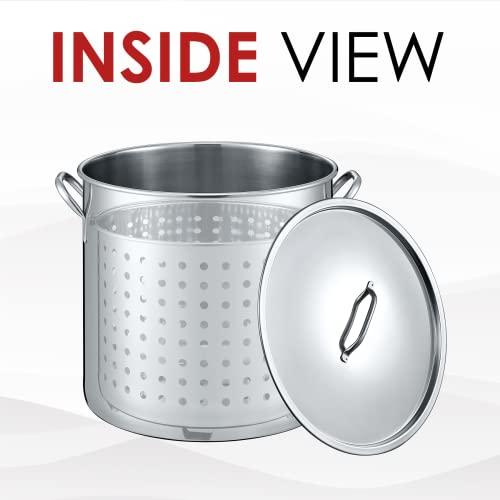 Concord CONCORD 53 QT Stainless Steel Stock Pot w/ Basket. Heavy Kettle. Cookware for Boiling