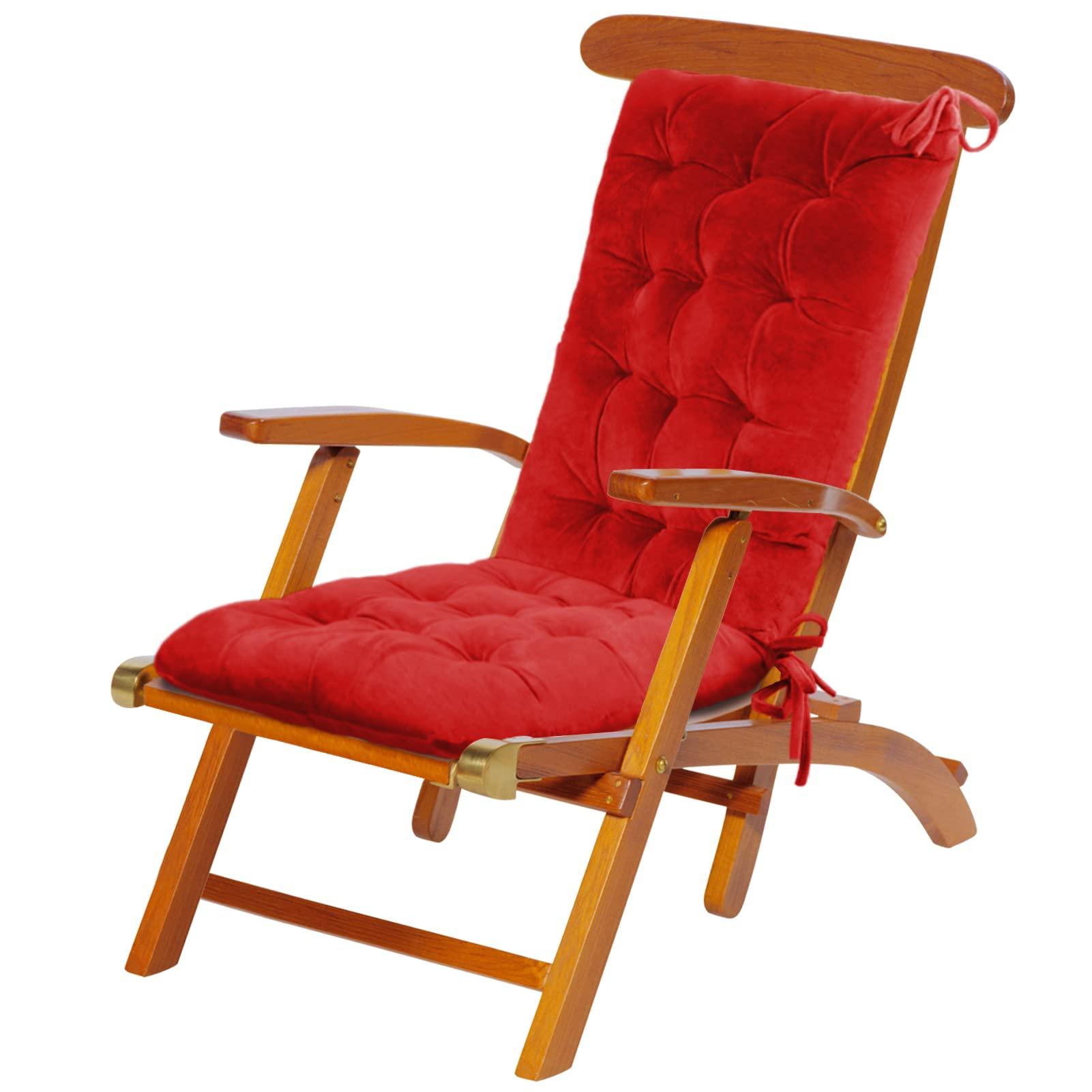 ELFJOY ELFJOY Rocking Chair CushionS Rocking Chair Pads for Wooden Rocking Chair Cushion for Rocking Chair Premium Tufted Back and Seat Cushion 2 piece Set (Red)