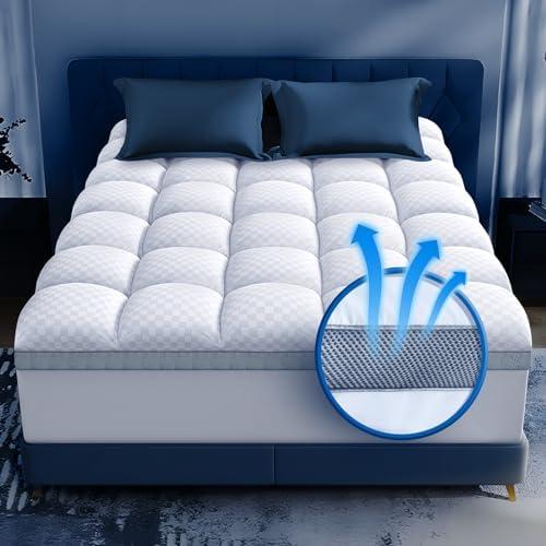 Biteany Premium Memory Foam Mattress Topper King for Ultra Comfort, 2\" Plush Pillow Top King Mattress Topper with Breathable Air Mesh Sides, Soft Mattress Pad Cover with Deep Pocket Fits 6-21\" Mattress