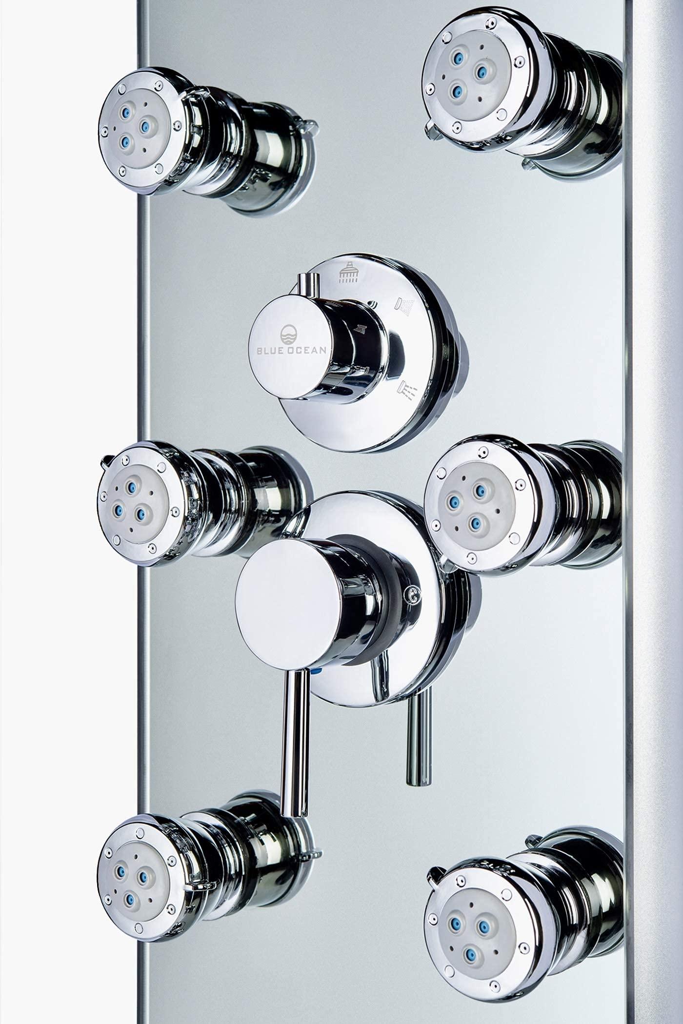 Blue Ocean Blue Ocean 52" Aluminum SPA392M Shower Panel Tower with Rainfall Shower Head, 8 Multi-functional Nozzles