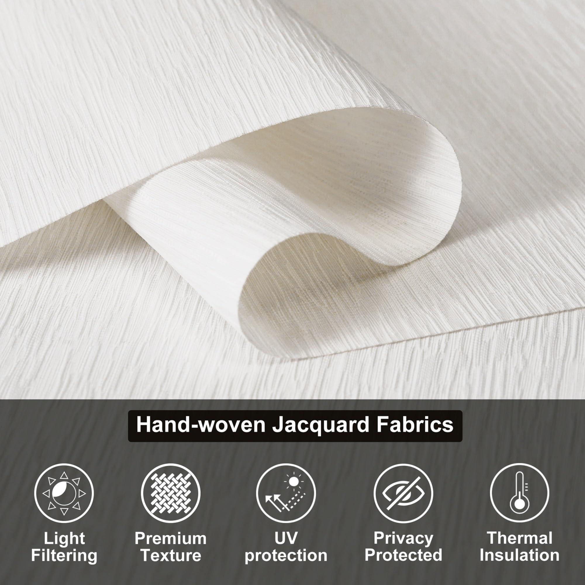 Sulugood Sulugood Roller Shades for Windows Light Filtering Roller Blinds with Cassette Valance Window Blinds Jacquard Thermal Insulation Energy Saving Cordless Shades for Home Doorr,White,51" W x 64" H