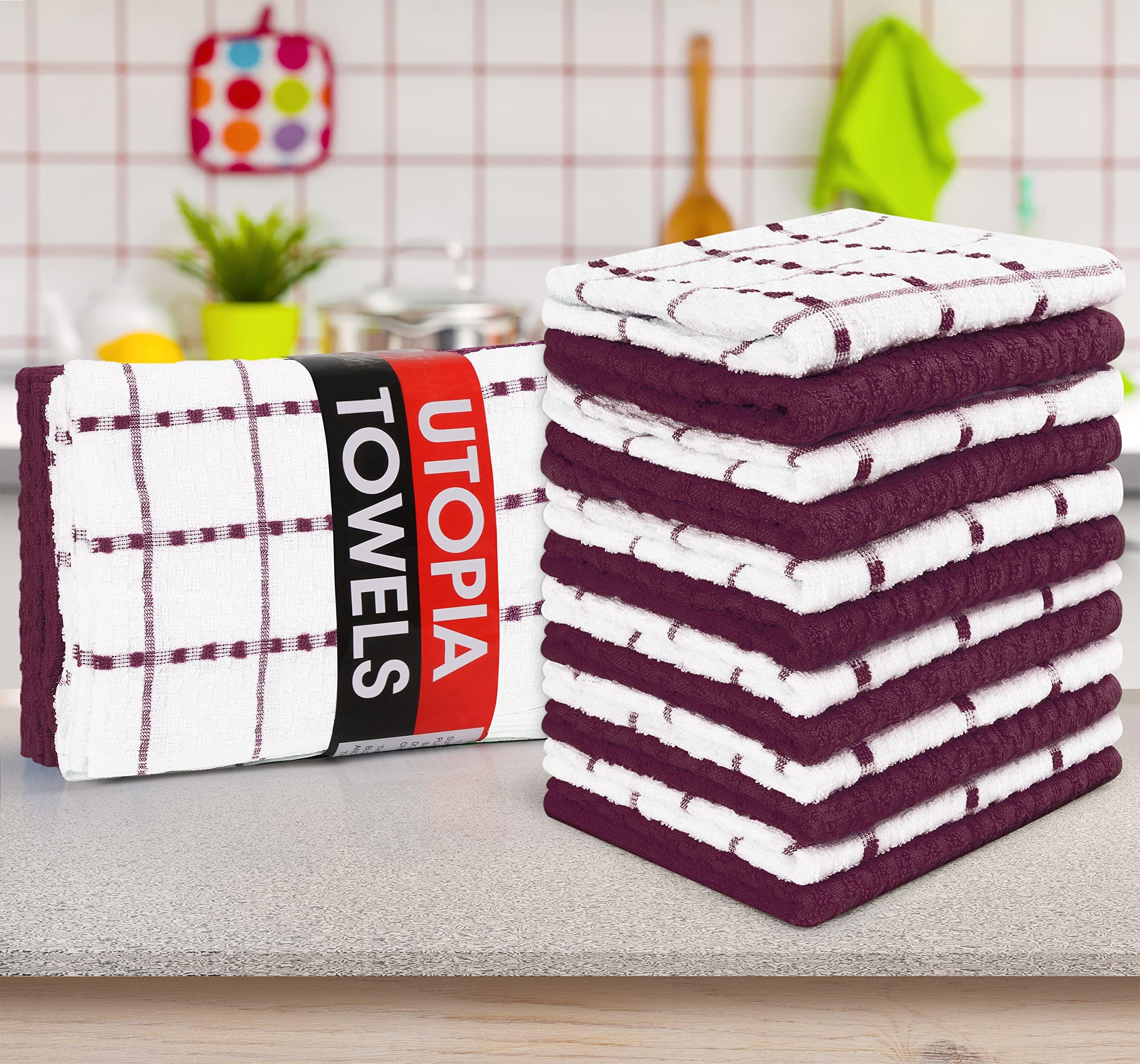Utopia Towels Utopia Towels Kitchen Towels 12 Pack, 15 x 25 Inches, 100% Ring Spun Cotton Super Soft and Absorbent Linen Dish Towels, Tea Towels and Bar Towels Set (Burgundy)