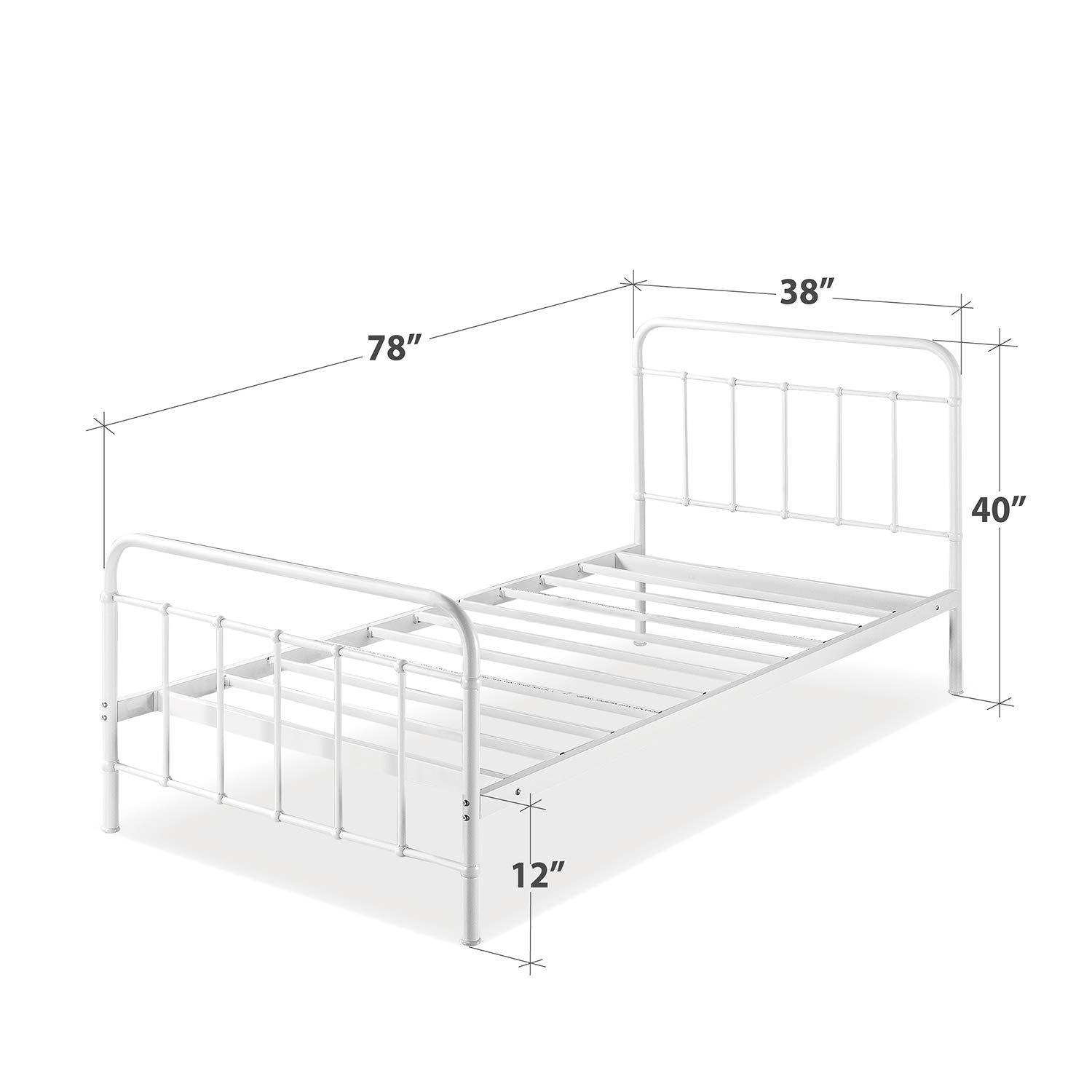Zinus ZINUS Florence Full Panel Metal Platform Bed Frame / Mattress Foundation / No Box Spring Needed / Easy Assembly, White, Twin