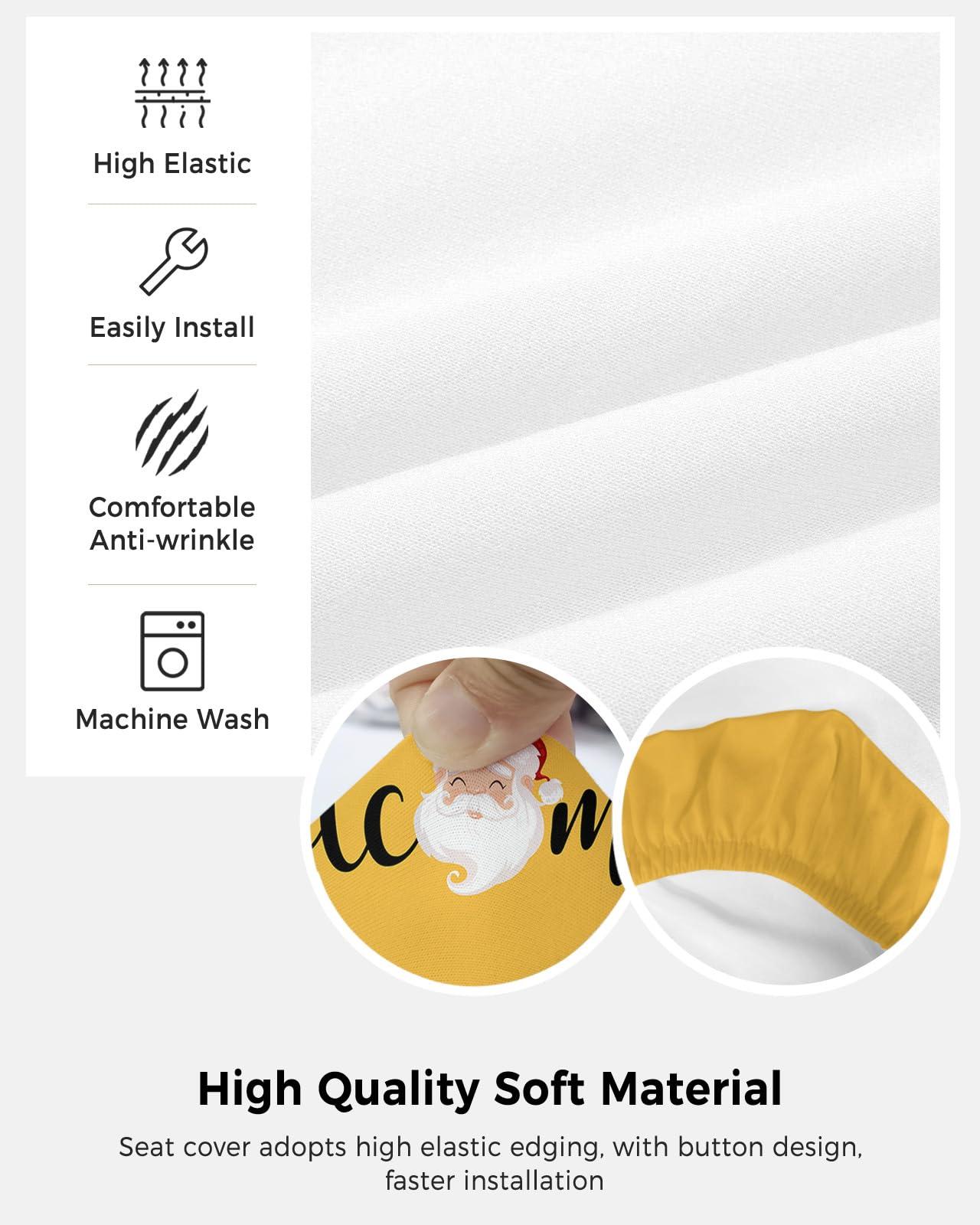 AMZRicher AMZRicher Christmas Santa Office Chair Cover Stretchable Computer Chair Seat Cover Backrest Slipcovers, Welcome Merry Christmas Yellow Stretchable Rotating Desk Chair Seat Cushion Split Protectors