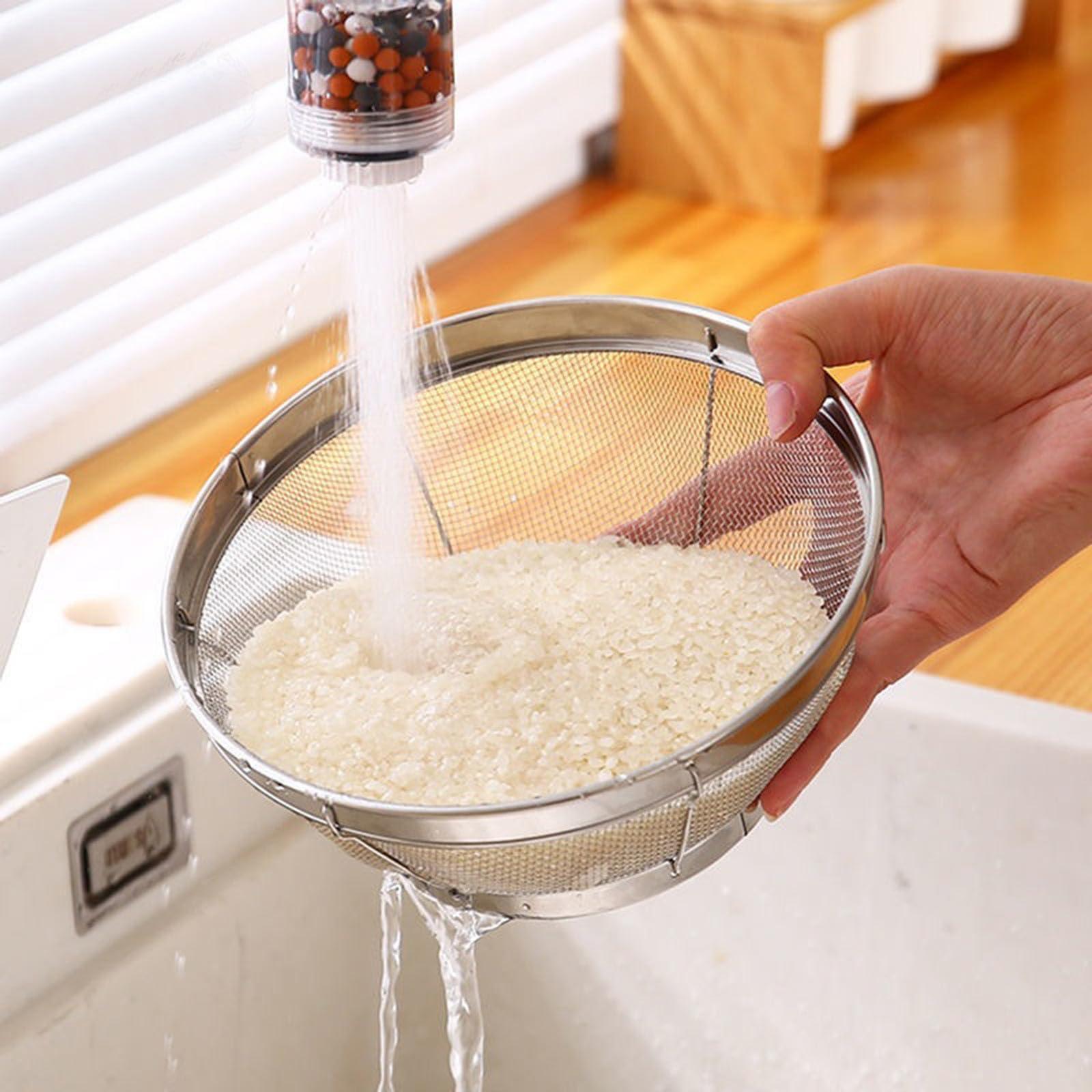 GpahrrDnij GpahrrDnij Stainless Steel Rice Sieve Bowl Fine Mesh Strainer Large Metal Colander For Rice Yogurt Meat Drying Net (A, A)