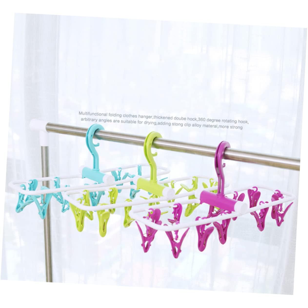 Garneck Garneck Foldable Hangers 2pcs Clip and Drip Hanger Laundry Hanger Drying Drip Hanger Baby Round Drying Rack Collapsible Hangers