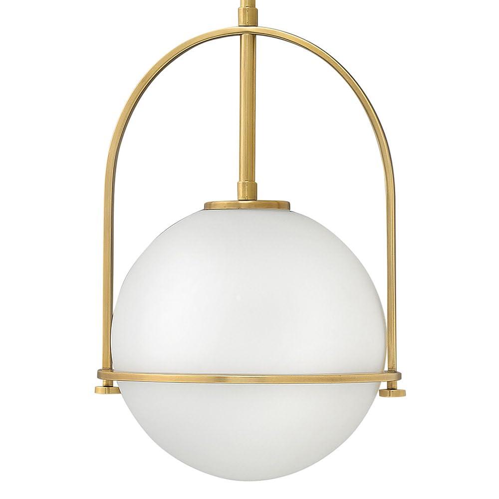 Hinkley Hinkley Somerset 3407HB Small Pendant Light - Adjustable Height, for Even or Sloped Ceilings, Etched Opal Globe, Vintage Chic - Heritage Brass