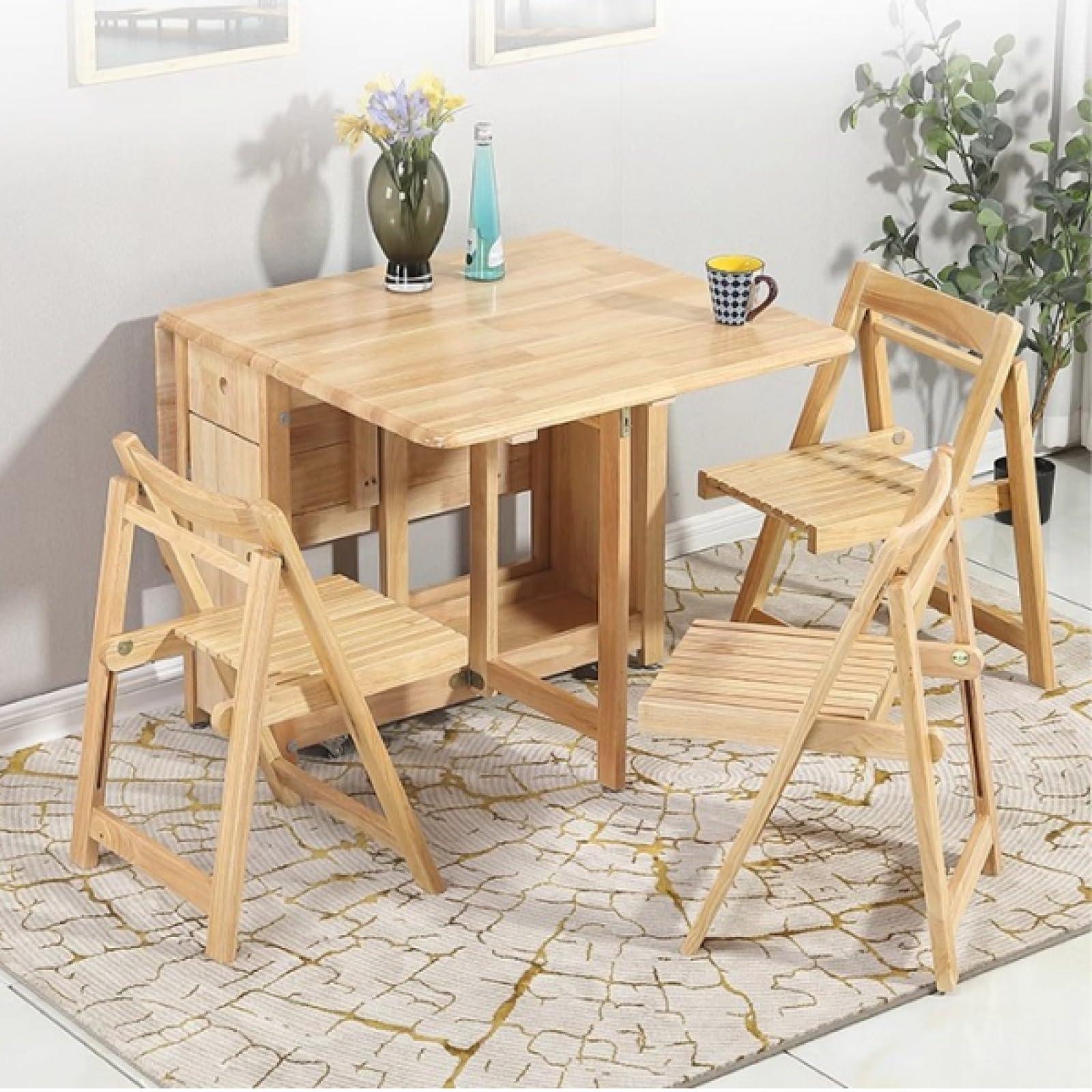 TAMUBAKS TAMUBAKS Folding Dining Table and Chair Set, Expandable Solid Wood Table and Chair, Suitable for Small Space Kitchens and RestaurantsNo Assembly Required (Single Table)