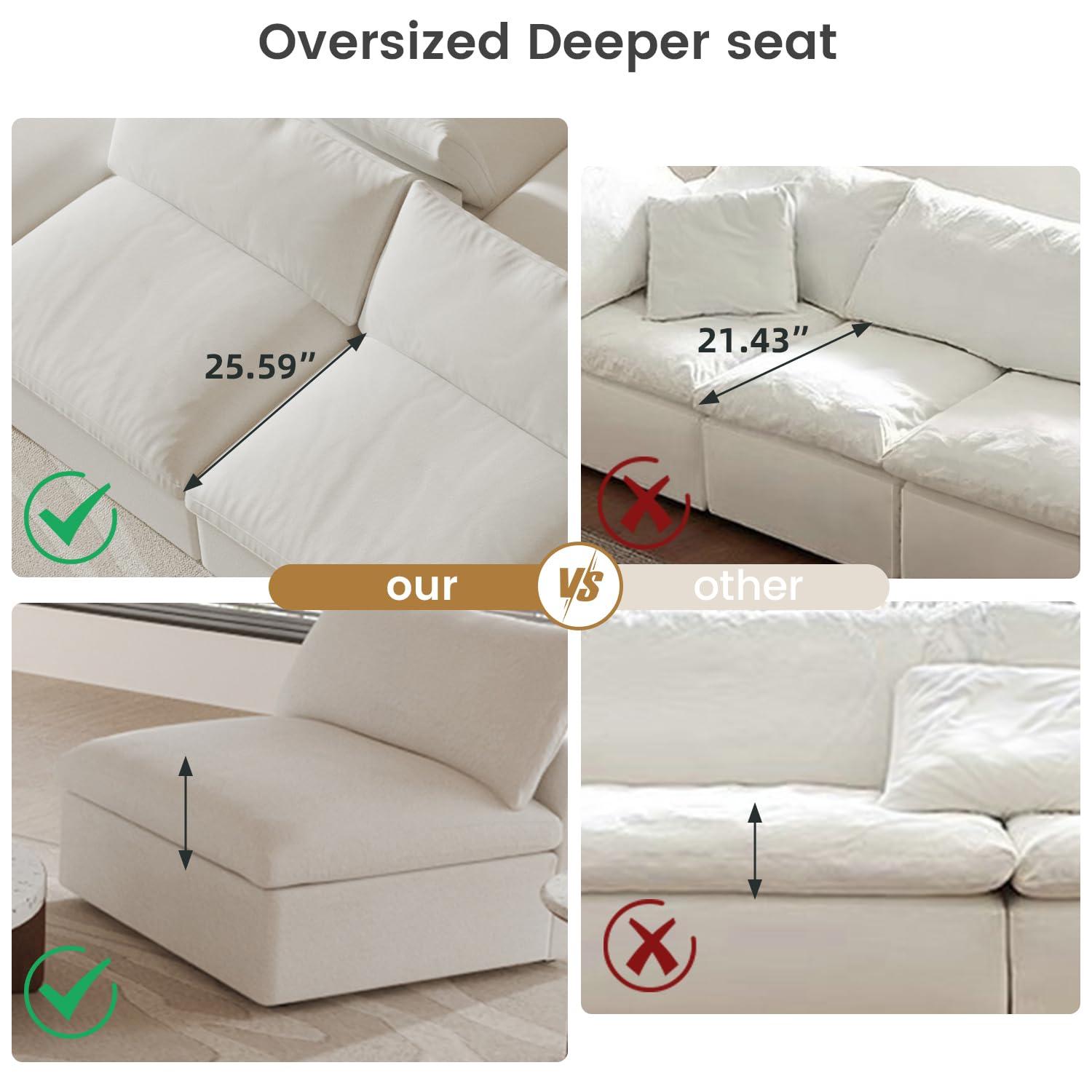 WJShome Cloud Modular Sectional Sofa,80.3\" Down Filled Comfort Sofa Couch for Living Room,2 Seater+ 1Ottoman Couches for Livingroon Apartment,Sofa Cover Washable and Replaceable