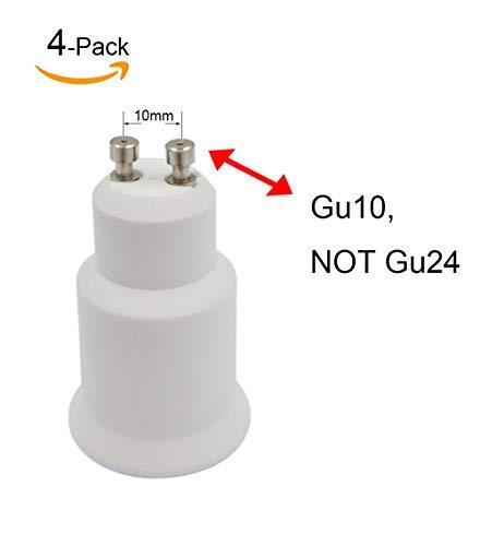 E-Simpo E-Simpo® 6-Pack Gu10 to E26/E27 Adapter, Gu10-E26/E27 Lamp Base Converter, Pin Base (GU10) to Standard Screw in Base(E26/E27) Socket Adapter Converter, Heat Resistant Material, Anti-Corrosion