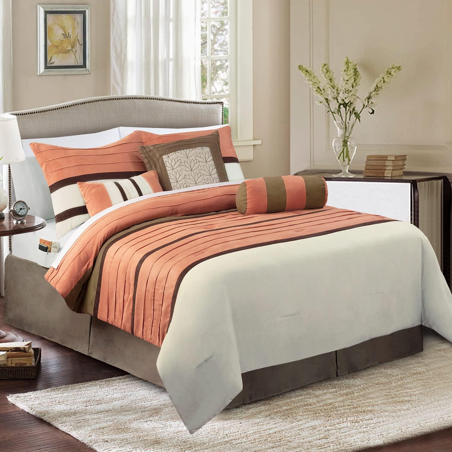 Elegant Comfort Elegant Comfort 12-Piece Bed-in-a-Bag, Cirena Microsuede Comforter Collection with 6-Piece Sheet Set, Smart Pockets and Decorative Pillows, All Season Bedding, 12PC Cirena, King, Dusty Rose