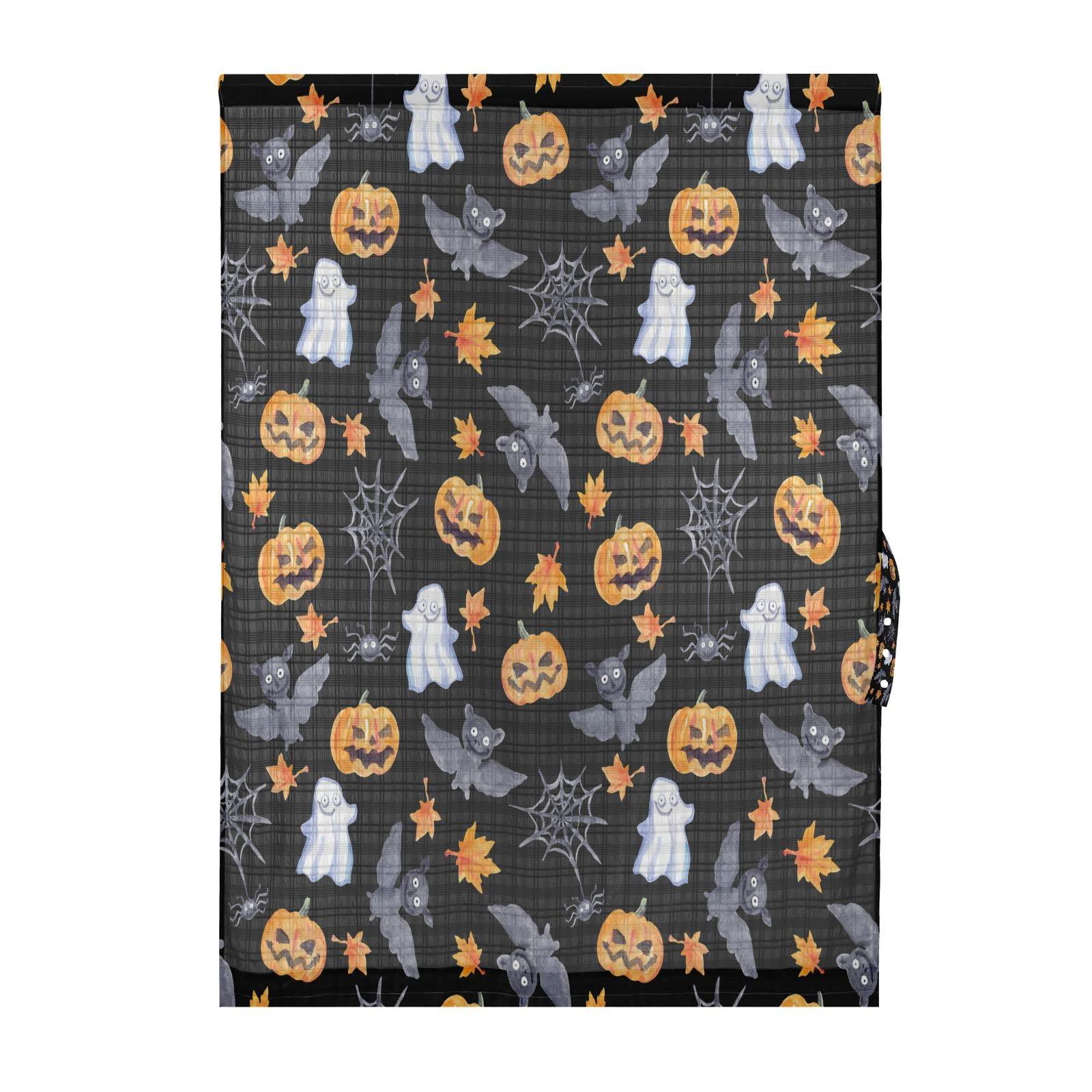 JSTEL JSTEL Halloween Ghost Sheer Door Curtain 1 Panel 54x40 Inch, Privacy Semitransparent French Door Curtain with Top and Bottom Rod Pocket,Tieback Included