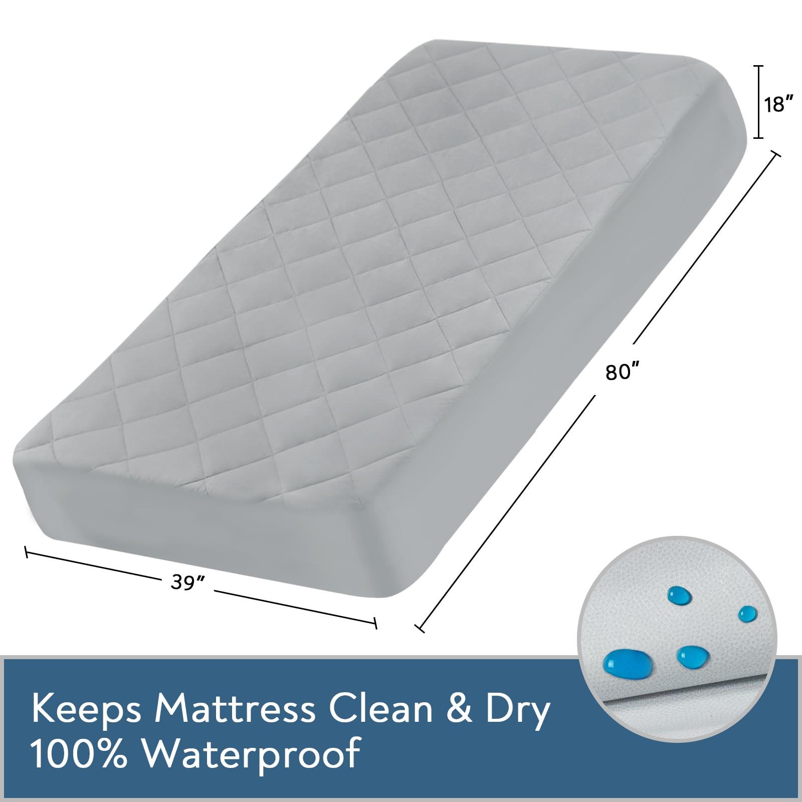 Magik & Kover Twin XL Mattress Pad Waterproof, Twin XL Mattress Protector Quilted, Twin XL Size Mattress Cover Fitted, Twin XL Mattress Topper, Up to 18 Inch, Gray