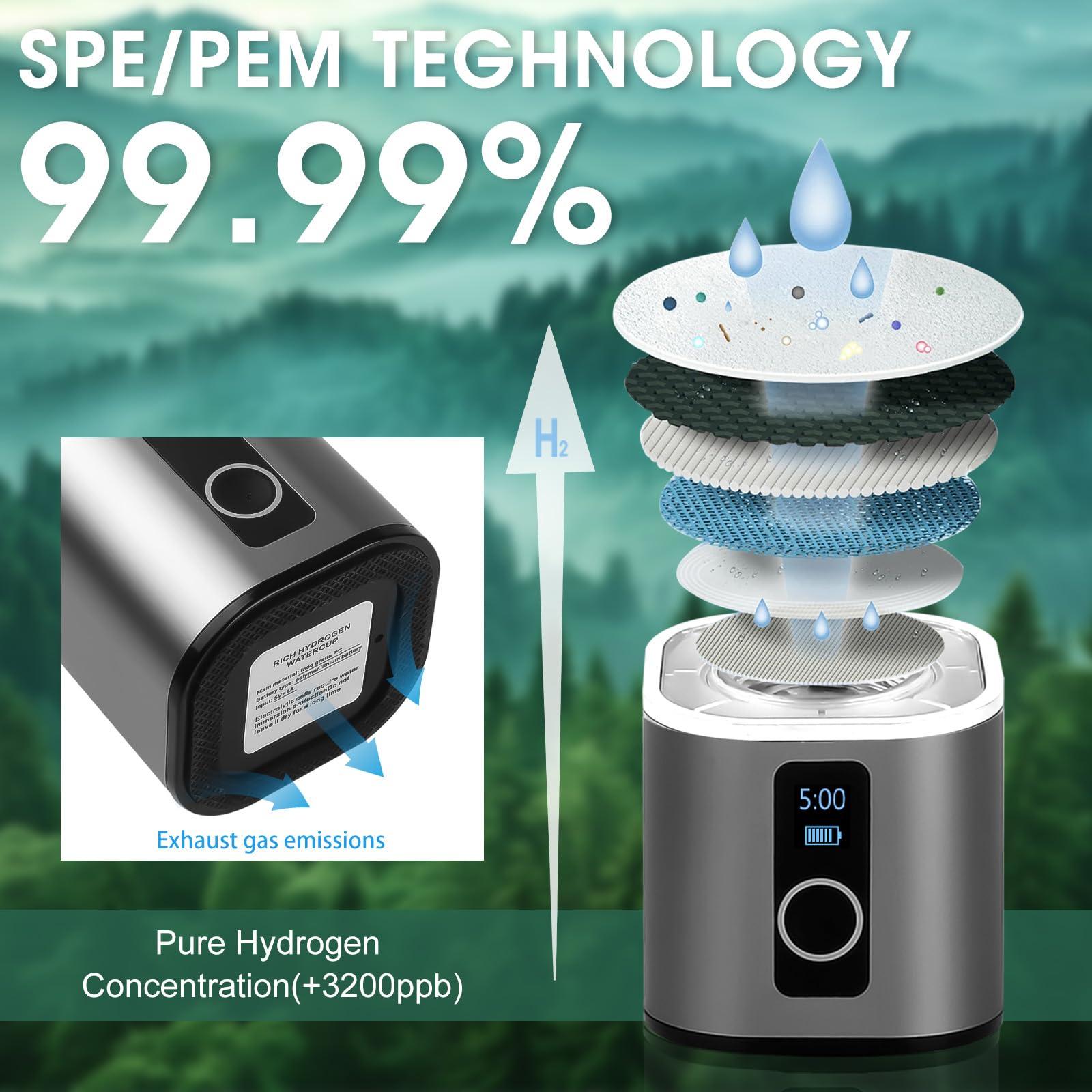 MG rack YF MG rack YF Hydrogen Water Bottles - New Upgrade Hydrogen Water Bottle Generator & Ionizer, 3500PPB Hydrogen Generator for Rich Alkaline Ionized Water, Portable Water Ionizer System