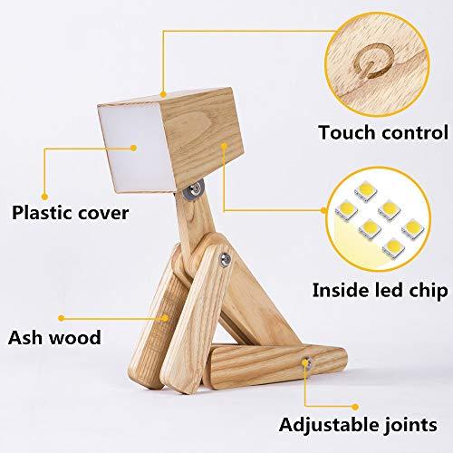 HROOME HROOME Super Cute Dog Table Lamp for Kids Room Bedroom Bedside - Dimmable Touch Control Wood Fun Unique Desk Lamp Warm White Light Gifts for Friends Boys Girls Dorm Farmhouse (Medium-Wood Color)
