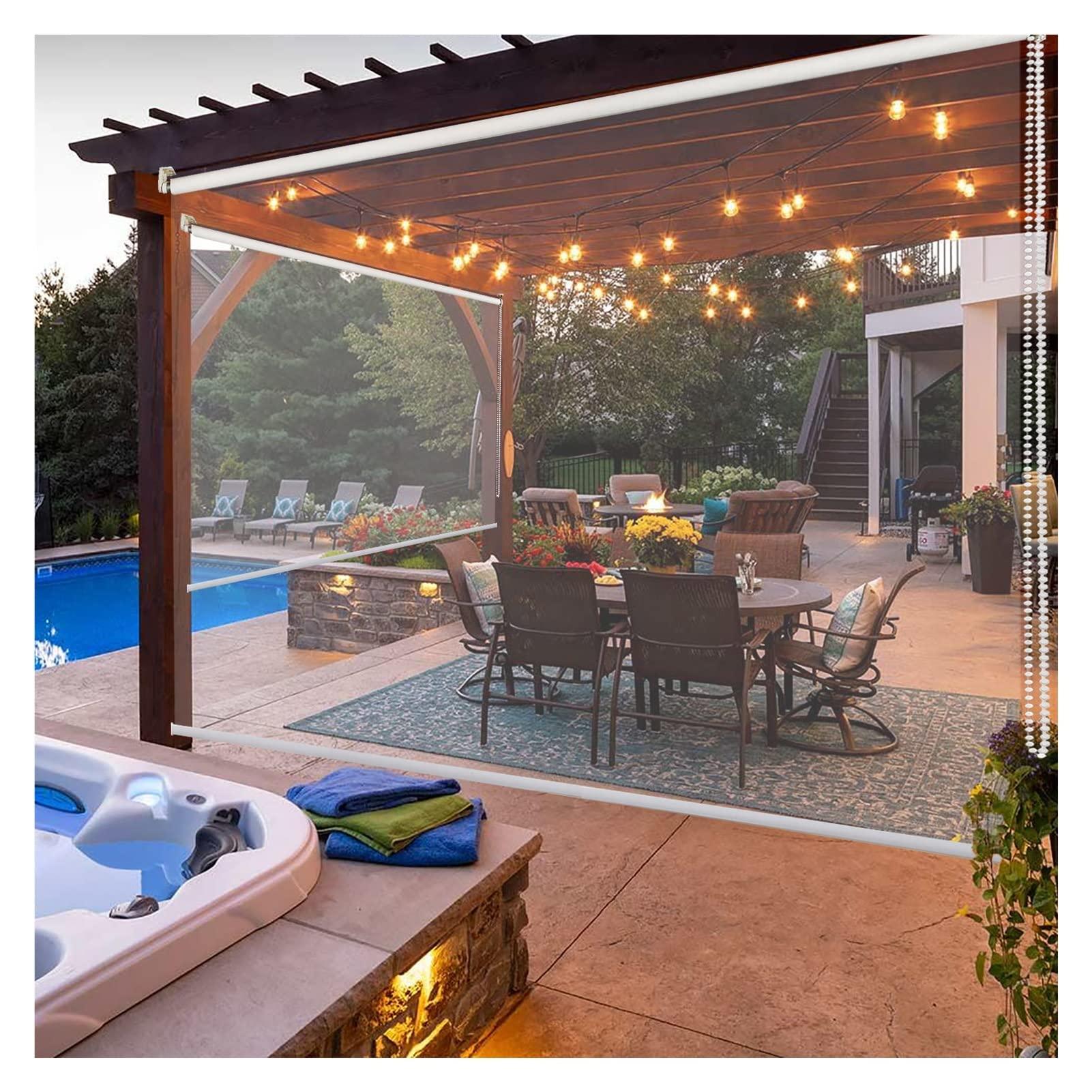 AFGZQ AFGZQ Clear PVC Outdoor Roller Blinds Windproof, Waterproof, Heat Preserving, Balcony, Porch, Pergola, Greenhouse (Clear, 47"W x 79"H)