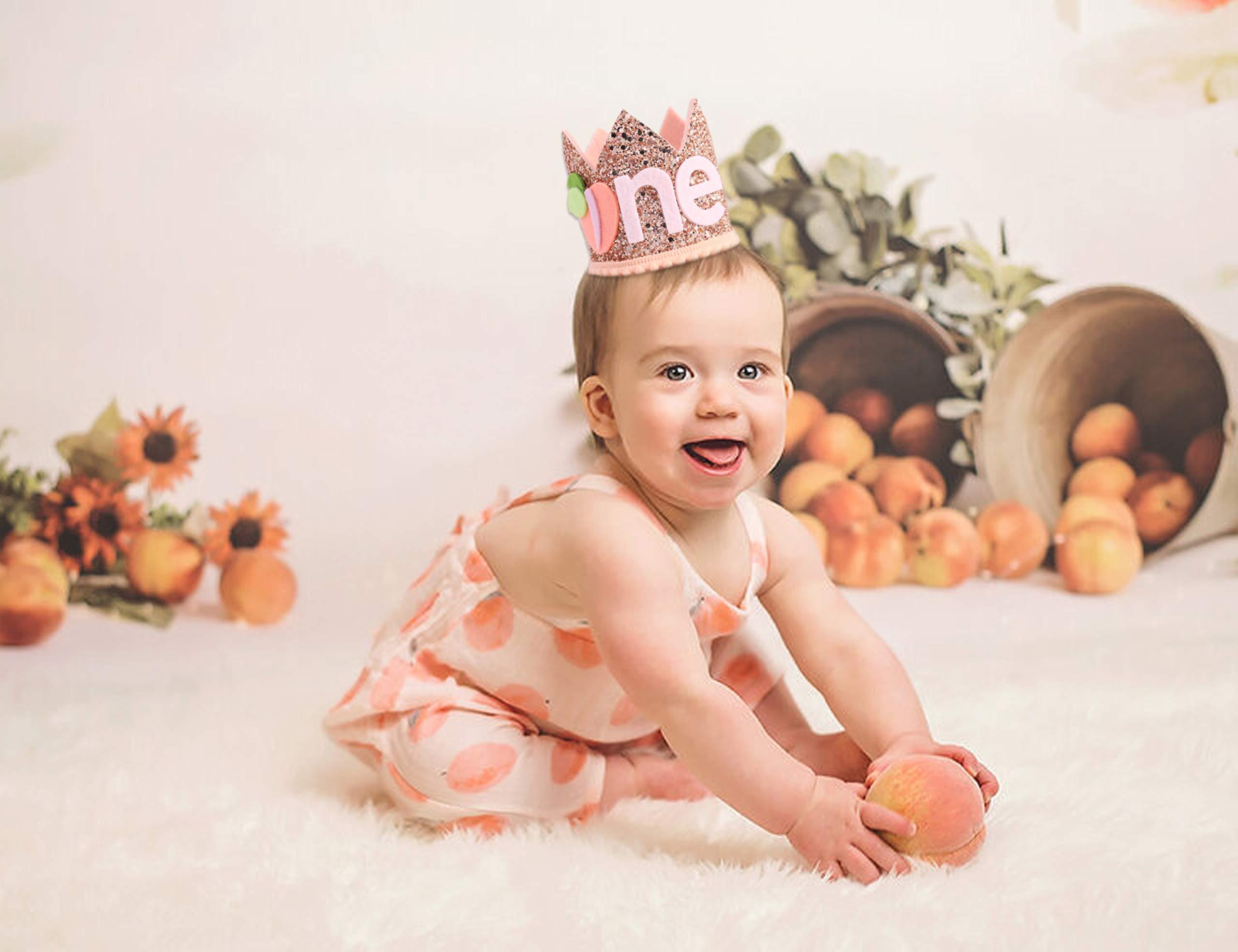 WAWUO WAWUO Birthday Crown for First Birthday Party, Peach Costume Headwear for Baby - Best Kids\' Party Hat for Photo Booth Props