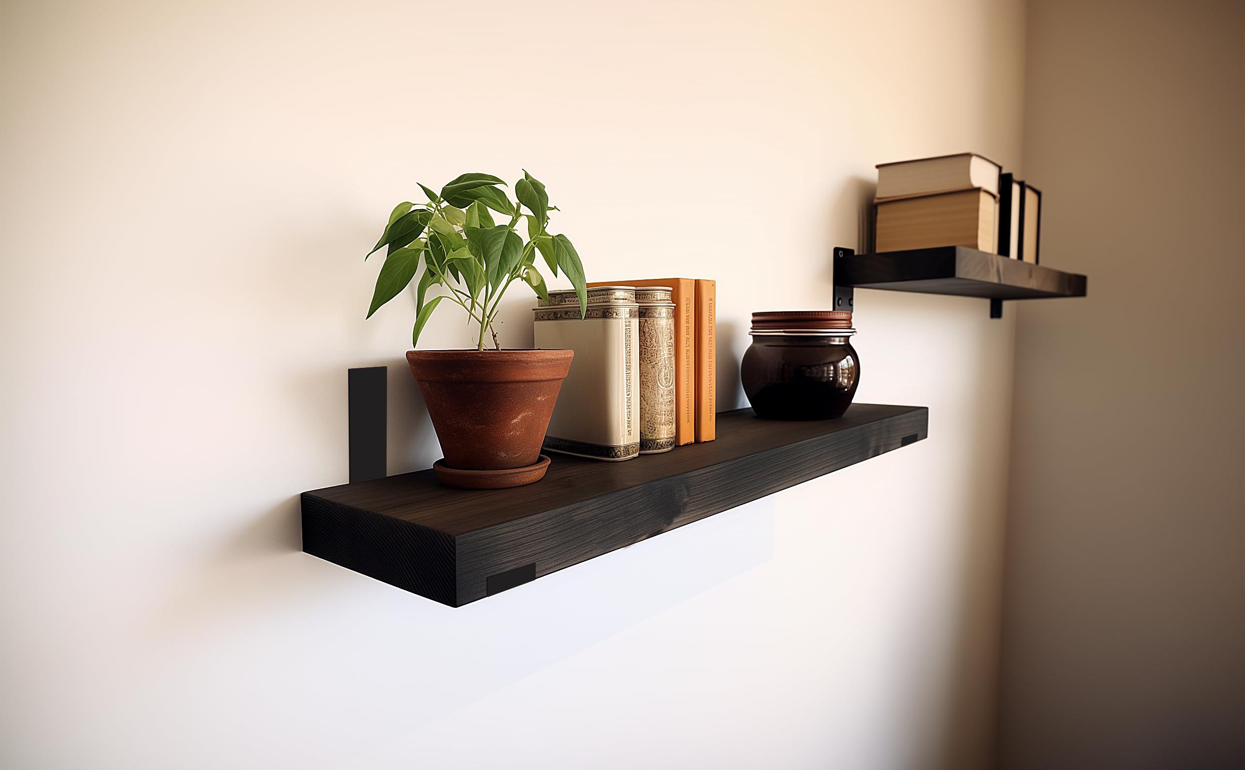 CONSDAN CONSDAN StoneCreek Floating Shelves, Solid Paulownia Wood, Burnt Wood Light Weight, Wall Shelves for Bedroom, Bathroom, Living Room, Kitchen,36x7.5x1.5 in,Set of 3