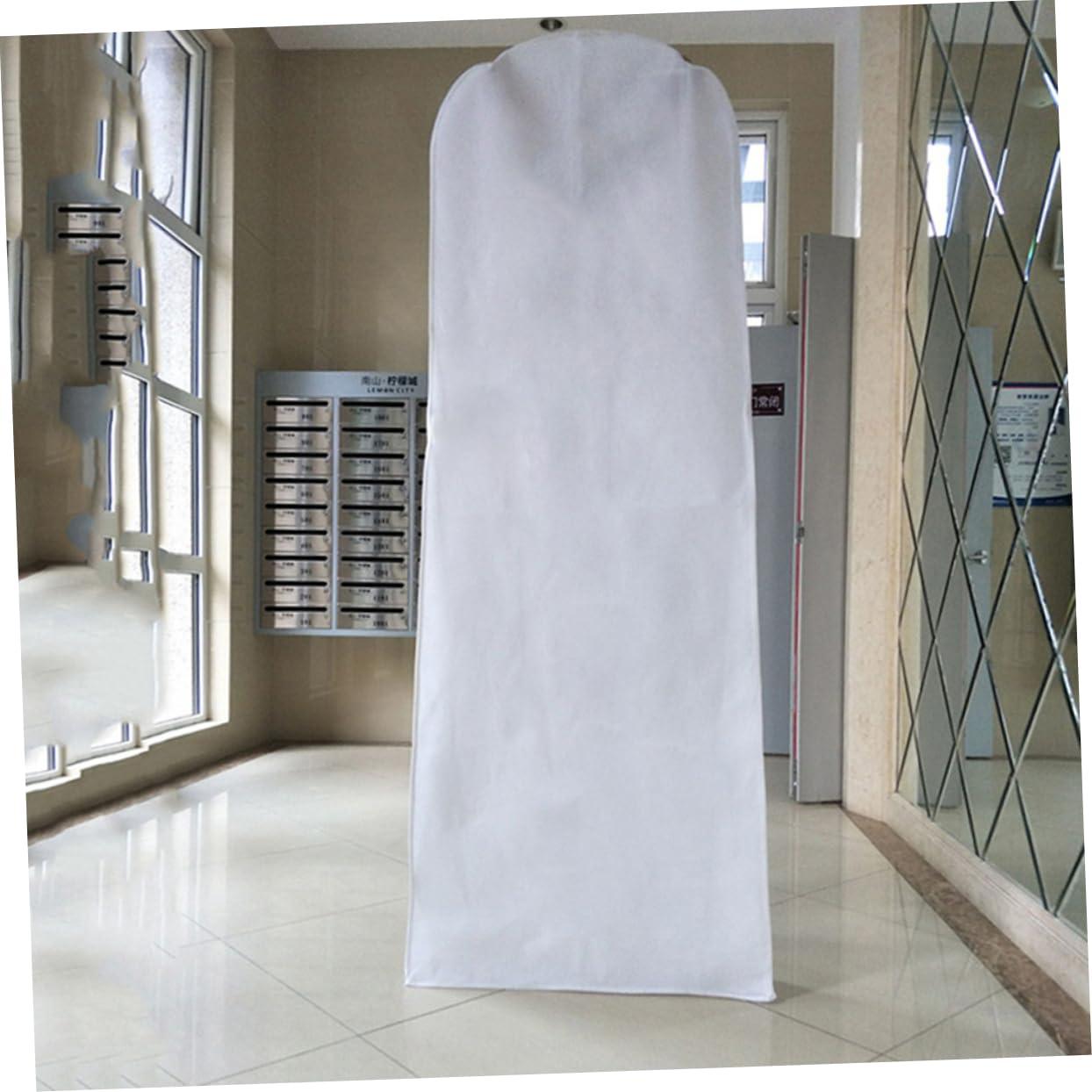 HOOTNEE HOOTNEE Nonwoven Bridal Gown Cover Wedding Dress Garment Bag Full Length Dress Cover Bag Zipper 170x50x40cm White