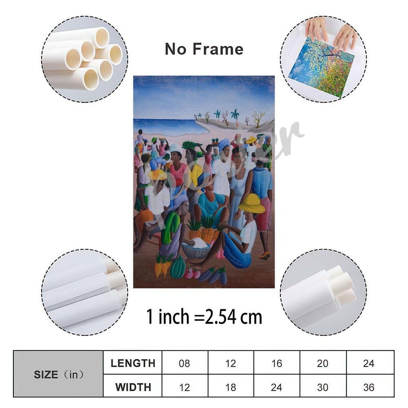 QDFXCYOO QDFXCYOO Haitian Art Poster Haiti Innocent Holiday Beach Art Painting Poster Canvas Painting Posters And Prints Wall Art for Living Room Bedroom Decor 08x12inch(20x30cm), Unframe-style