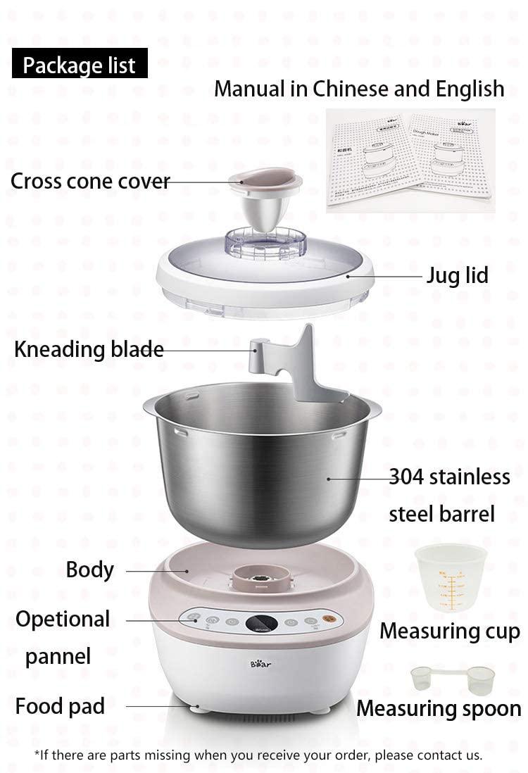 Bar Bear HMJ-A50B1 Dough Maker with Ferment Function, Microcomputer Timing, Face-up Touch Panel, 4.5Qt, 304 Stainless Steel