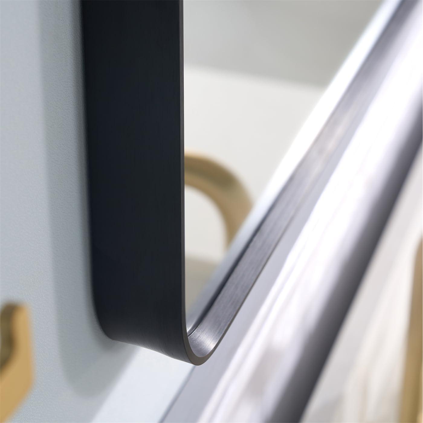 WELLFOR WELLFOR 48 x 36 Inch Bathroom Vanity Mirror, Horizontal/Vertical Mounted, Aluminum Framed Rectangular Wall Mirror, Modern Rectangle Mirror for Bathroom Vanity, Matte Black