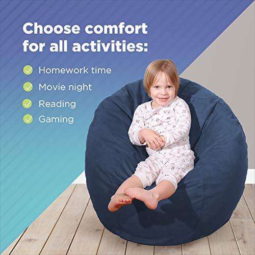 Bean Products Bean Products Comfy Bean Small Cotton Bean Bag Chair | Filled w/Polystyrene Beads & CertiPUR Foam | 31L x 33W x 20H | 15lbs | Perfect for Adults, Teens & Kids | Available in 2 Sizes | Indigo
