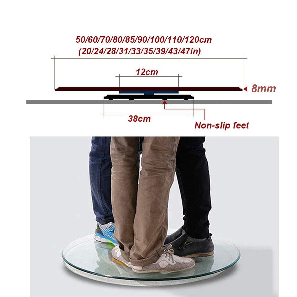 NWHJ 20inch-47inch Lazy Susan Turntable with Aluminum Alloy Bearing, Large tempered glass rotating Tray for Kitchen dining table, Smooth/Silent/Durable
