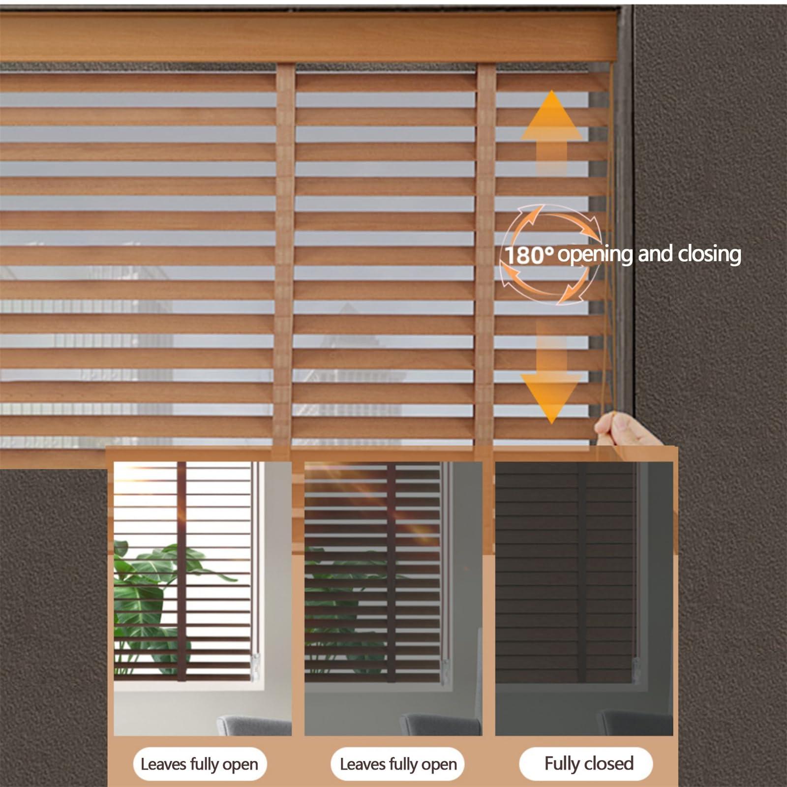 LCBDYLR Venetian Blinds Wooden,Faux Wooden Blinds,Venetian Blinds for Windows,Solid Wood Blinds, Blackout/Heat Insulation Solid Wood Venetian Shades, Privacy Curtain Shutters, Easy to Install Blinds