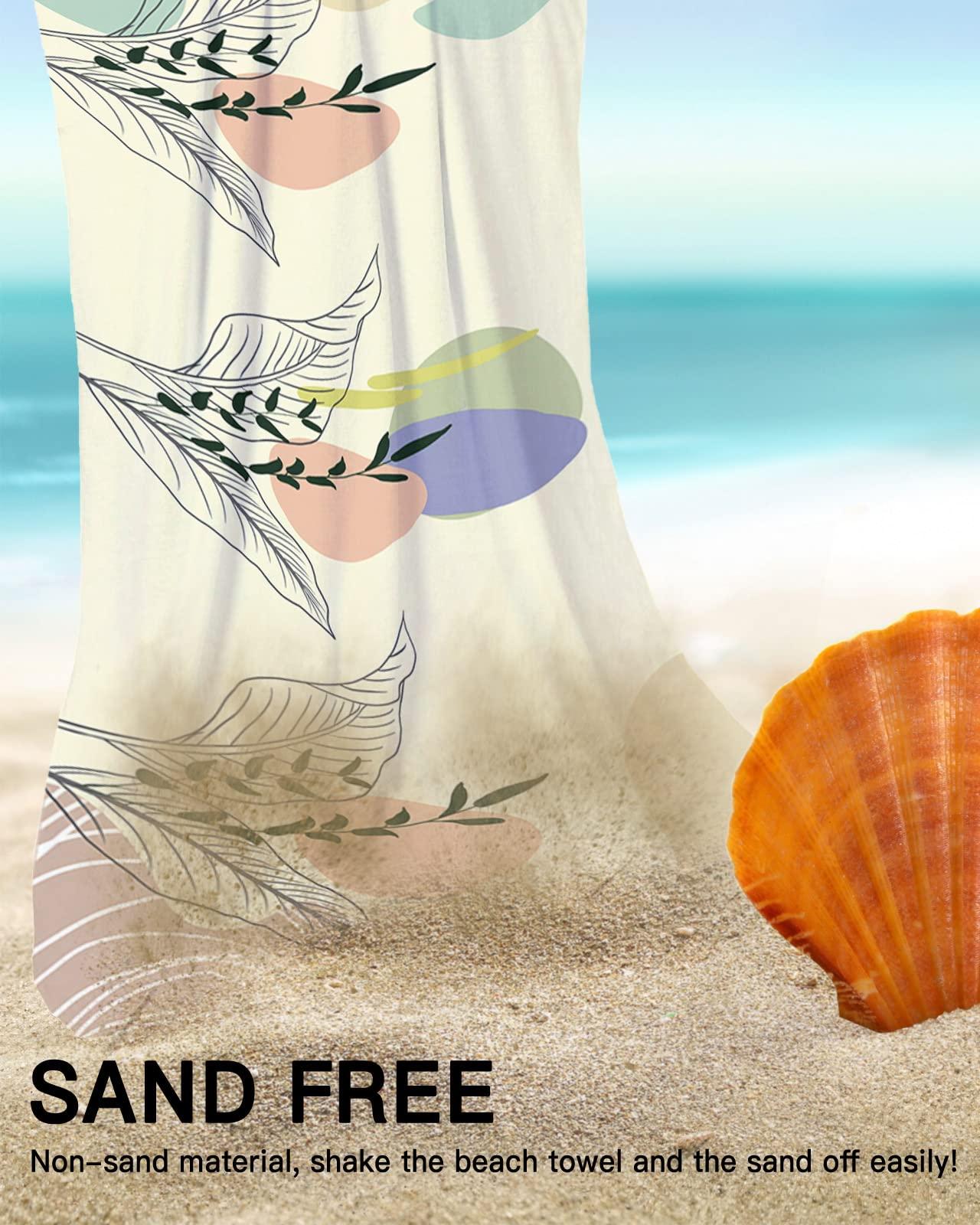 Chees D Zone Beach Towel Beach Blanket,Morandi Plant Painting Boho Style Beach Towels Quick Dry Sand Proof Oversized Towel,Abstract Modern Art Bath Towel Microfiber Travel Towels for Beach/Pool 35x71in