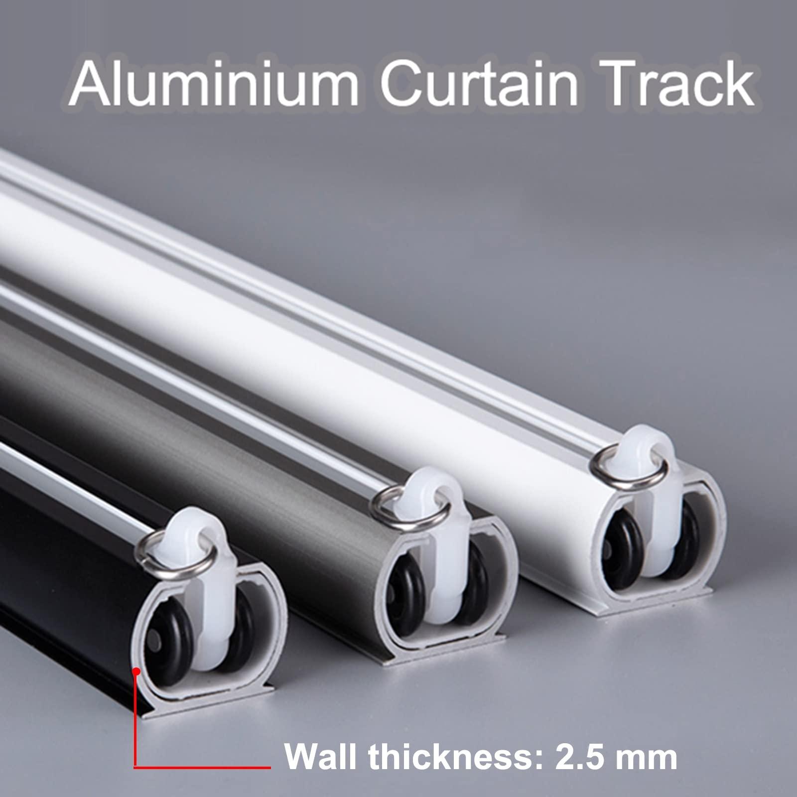 NOIRDA Double Curtain Track, Ceiling Or Wall Mount Curtain Track Set, Double Layer Aluminium Rails For Home Bay Window Room Divider, Customized Length(Color:White - A,Size:4m/13.1ft)