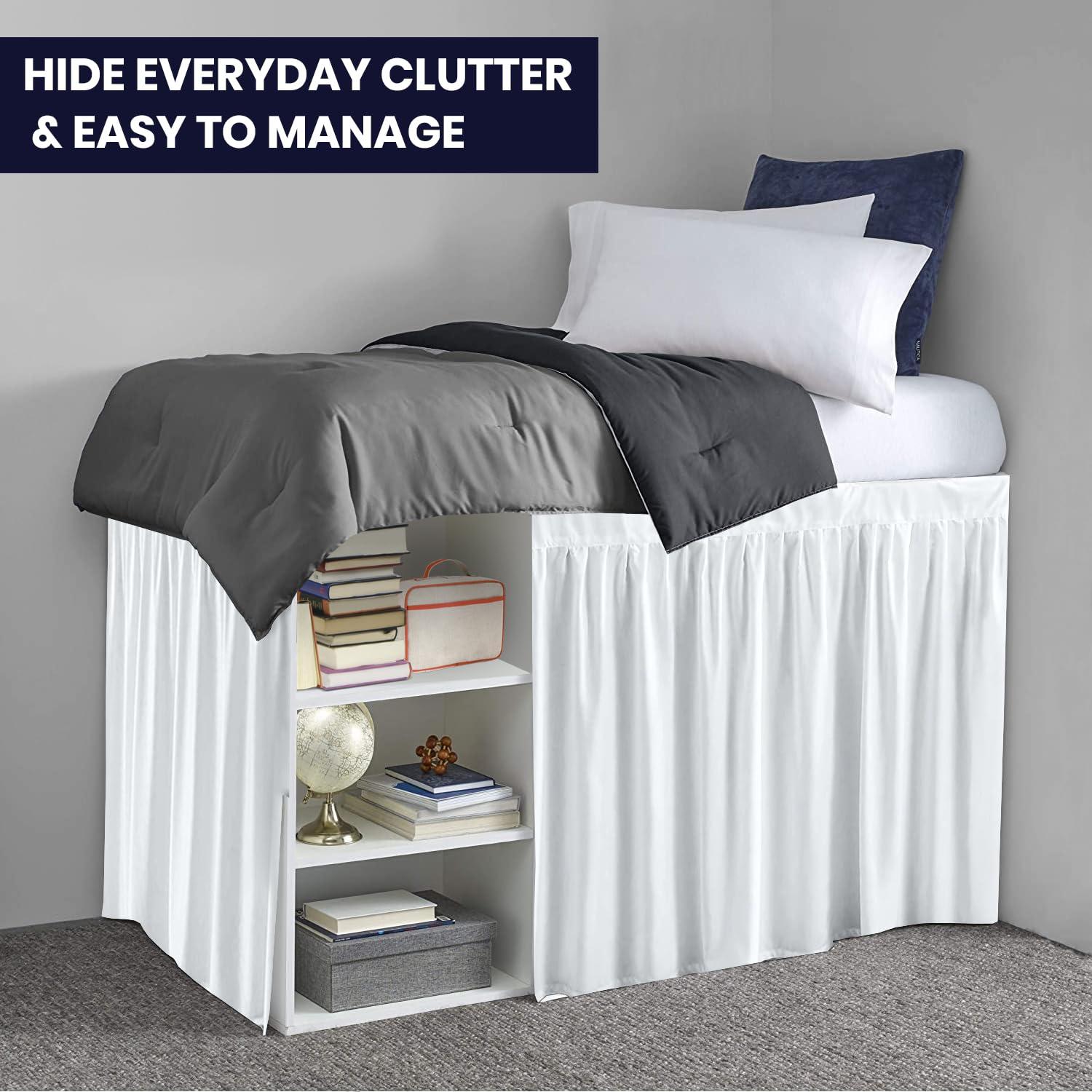 SGI bedding SGI bedding Dorm Bed Skirt Full XL 40 Inch Drop Length - White, Ruffled Pattern College Dorm Room Bed Skirts - Split Corner, Easy Care, Wrinkle Free 1800 Series Microfiber Bed Skirt