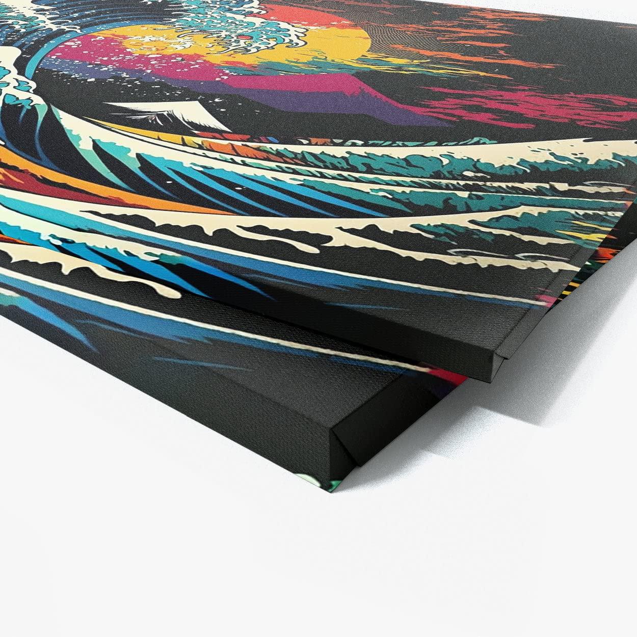 Sense Canvas Sense Canvas Pop Art Hokusai The Great Wave 7 Canvas Art - Home Decor Wall Art Print Poster Painting Large 40x30 / 0.75\"