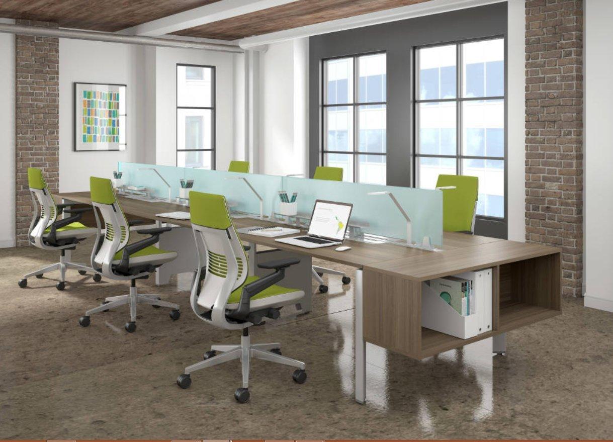 Steelcase Steelcase Gesture Task Chair: Shell Back - Platinum Metallic Frame/Base/Seagull Accent - Adjustable Lumbar Support - Standard Carpet Casters