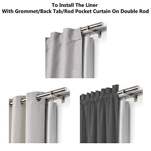 DriftAway DriftAway Thermal Insulated 100 Percent Darkening Blackout Curtain Liner 2 Panels Each Liner Size 50 Inch by 92 Inch Rings Included Off White Panel