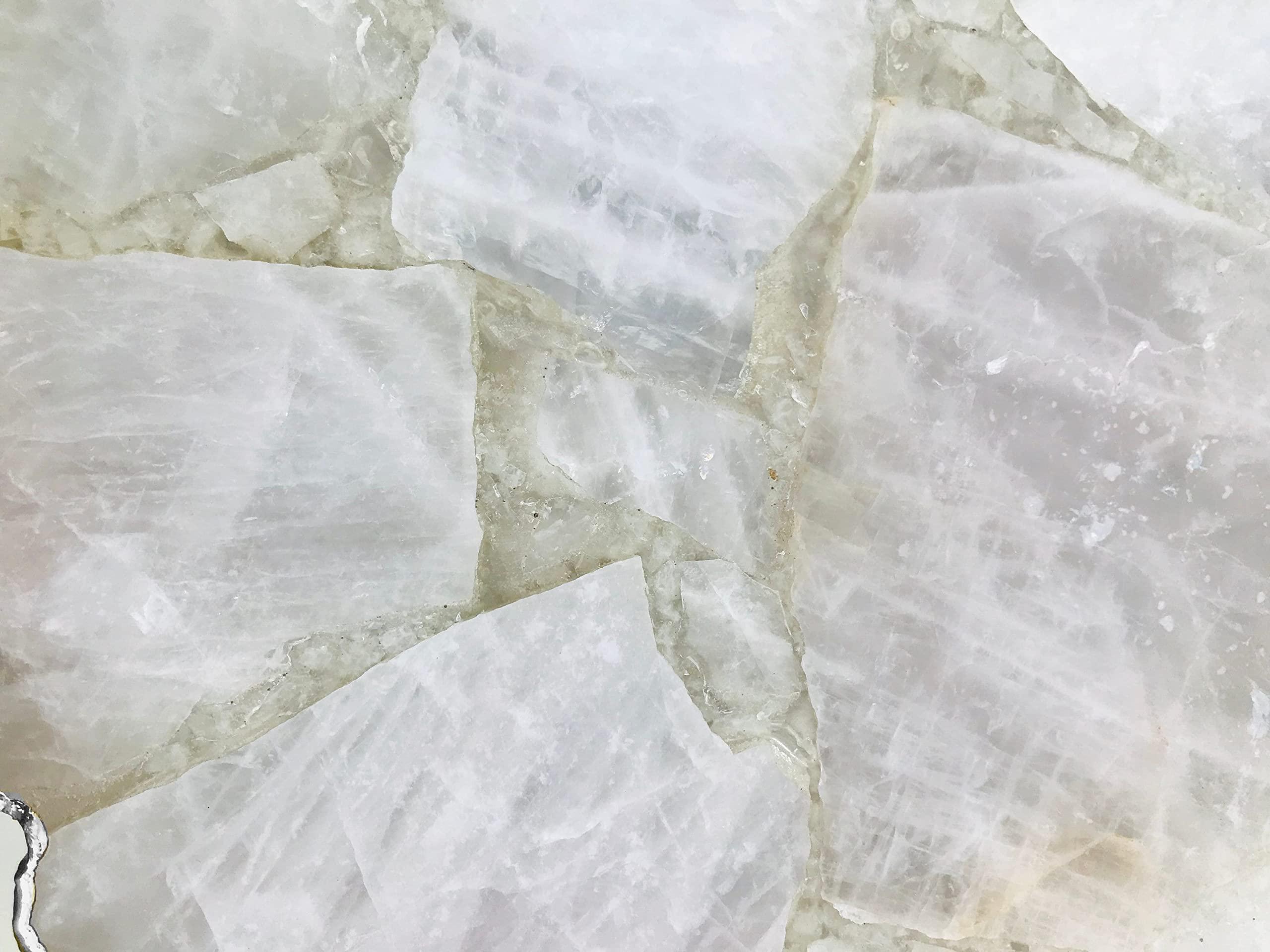 AANTHROPOLOGY By Rhea AANTHROPOLOGY By Rhea Rose Quartz Agate Organic Edge Side/Coffee Table (Silver - Finish), Diameter(14 inch)