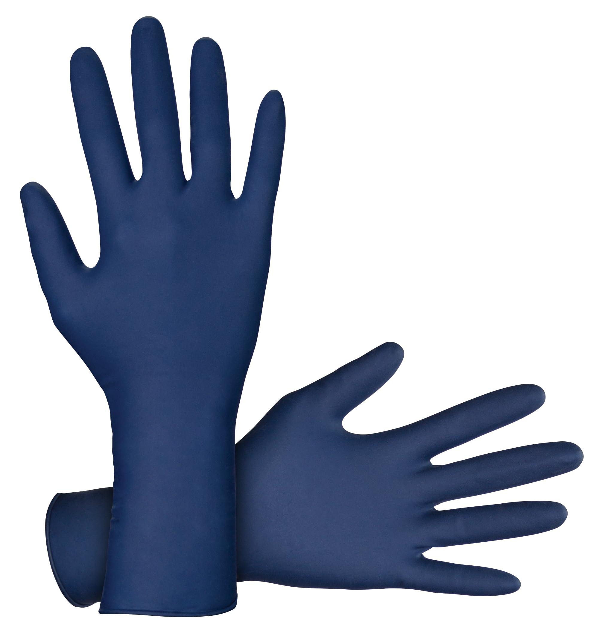 THICKSTER Thickster Powder-Free Exam Grade Latex Disposable Gloves. Size Large. Blue, 14 mil Thickness, 12\" Length. Fully Textured for Superior Grip. Single Use. Pack of 50. (6603-20)