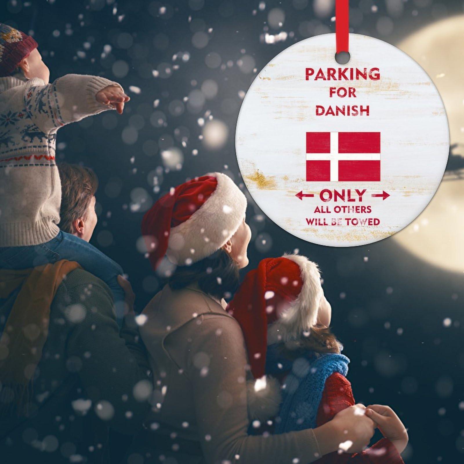 WoGuangis WoGuangis Danish National Flag Christmas Decor Ceramic Ornaments Gift National Symboy Christmas Ornaments Parking for Danish Only All Others Will Be Towed Funny Christmas Hanging Decor