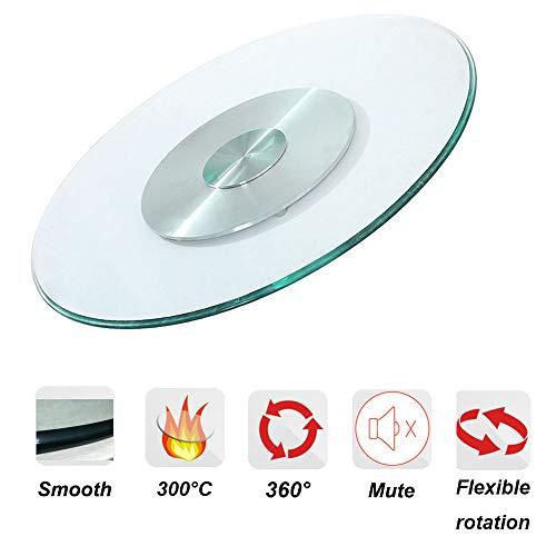 NWHJ 20inch-47inch Lazy Susan Turntable with Aluminum Alloy Bearing, Large tempered glass rotating Tray for Kitchen dining table, Smooth/Silent/Durable