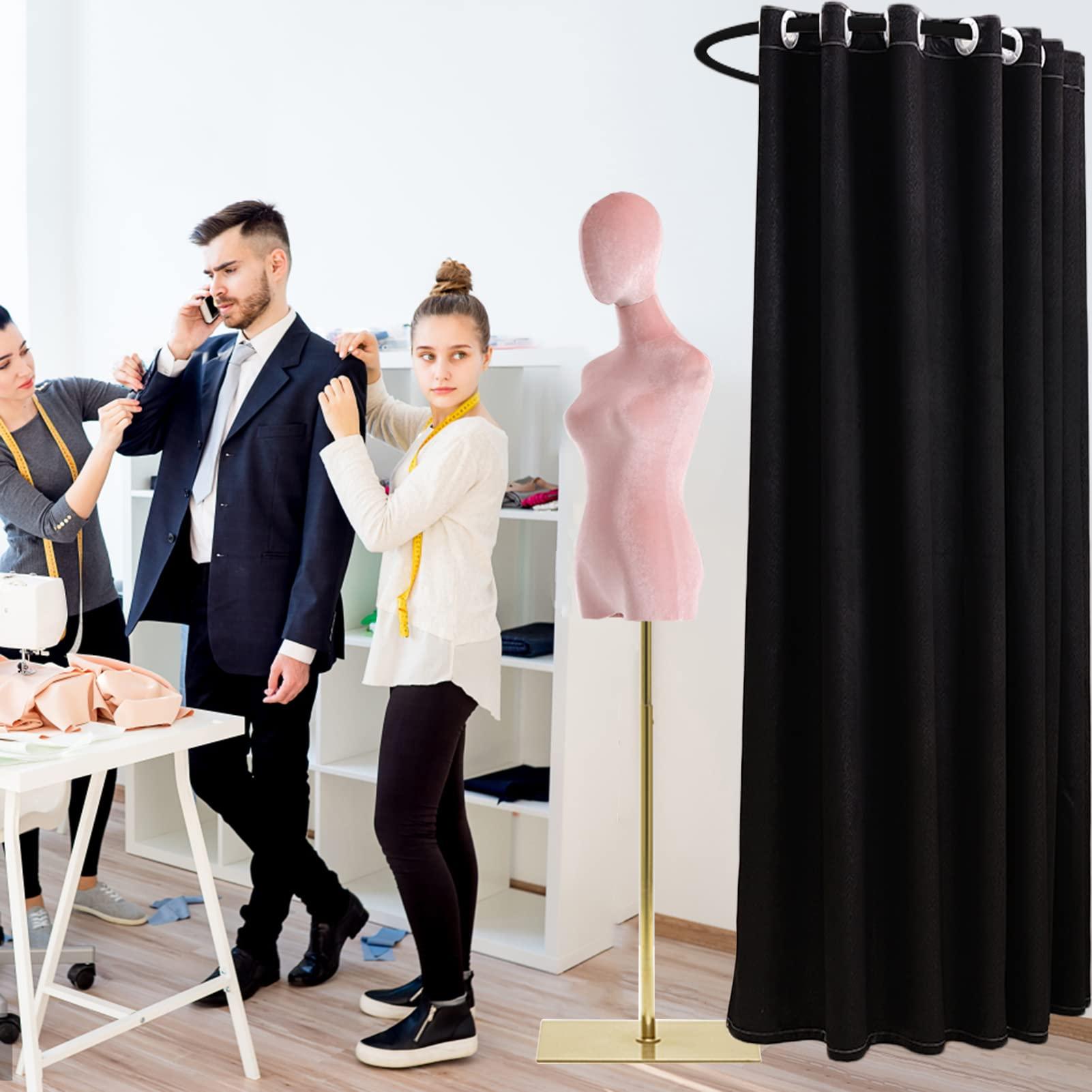 HIYOUGO HIYOUGO Fitting Room for Boutique, Portable Dressing Room Clothing Store, U-Shap Changing Room with Shading Curtain Privacy Screen for for Retail Store Kiosk Shop (Size:80x85x200cm,Color:Black)