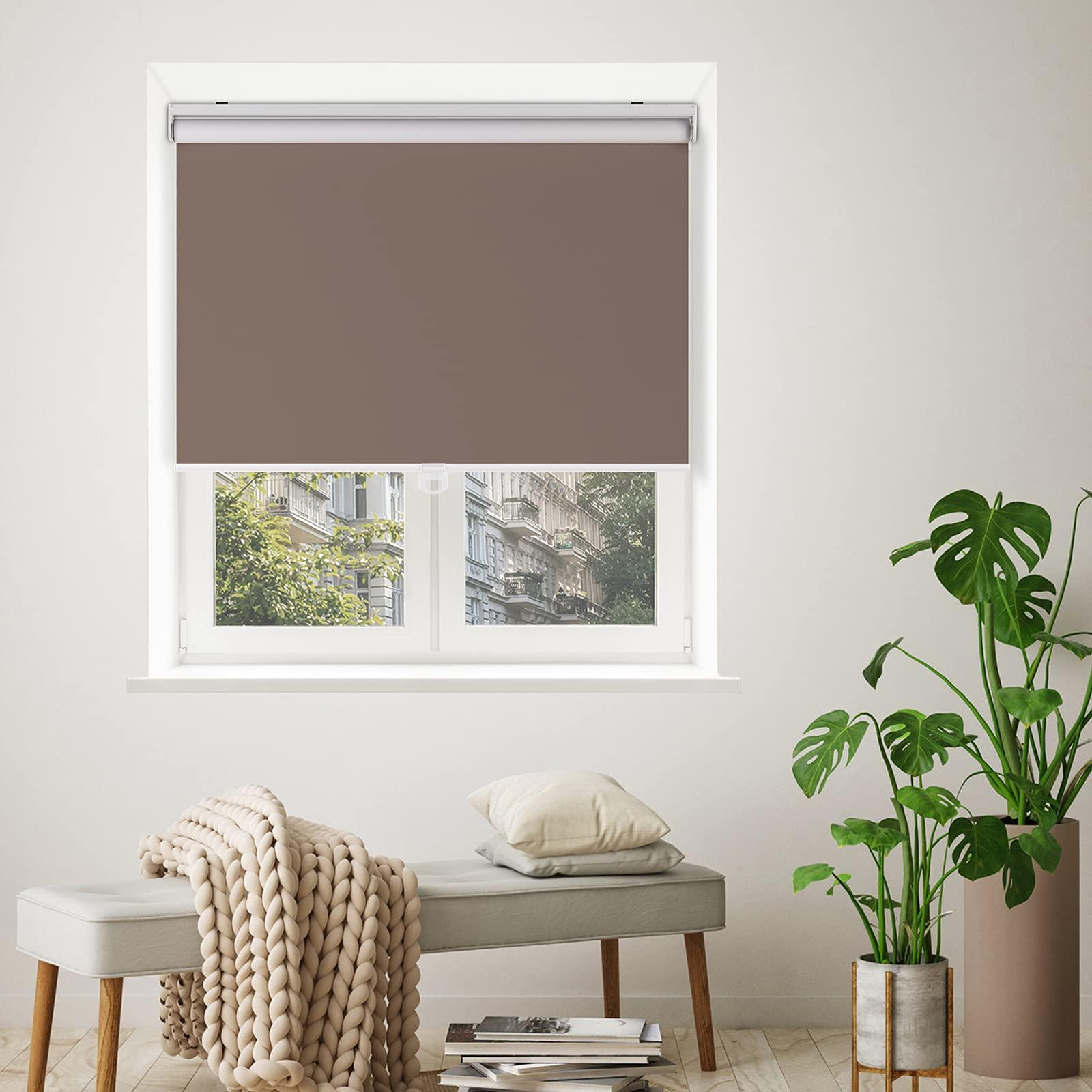 HOTSOON HOTSOON Commercial & Household White on The Back Cordless Roller Blinds Spring-Loaded Roller Blinds Custom Size.Sandy Beige,32" W x 56" H.