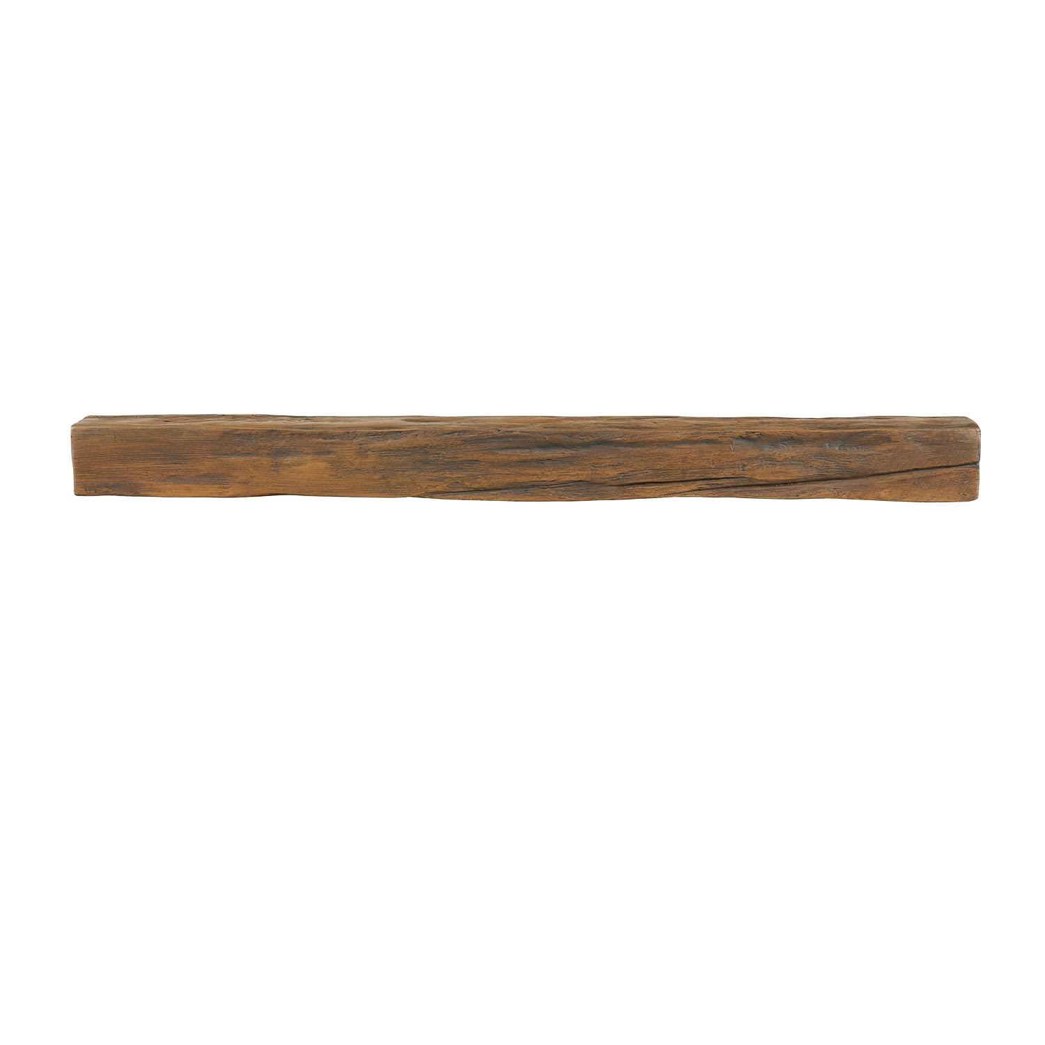 AZ Faux AZ Faux High-Density Polyurethane Faux Fireplace Mantel | Lightweight Rustic Floating Wood Beam with Mounting Strip and Touch-Up Kit | Old English | 48" L x 4" W x 4" H | Burnished