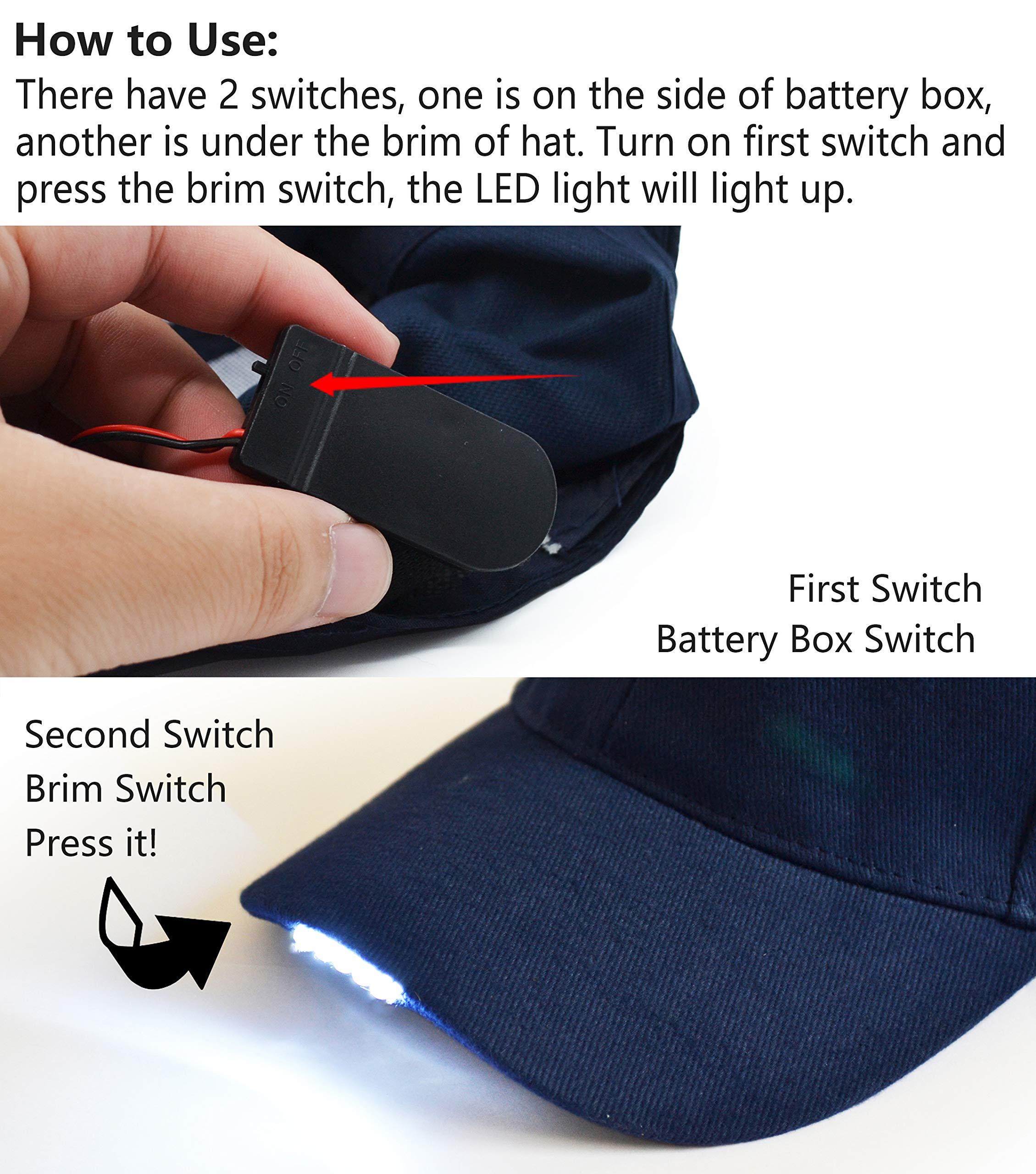 UltraKey Hands Free LED Baseball Cap Hat for Outdoor Jogging Hip Hop Party Holiday Blue