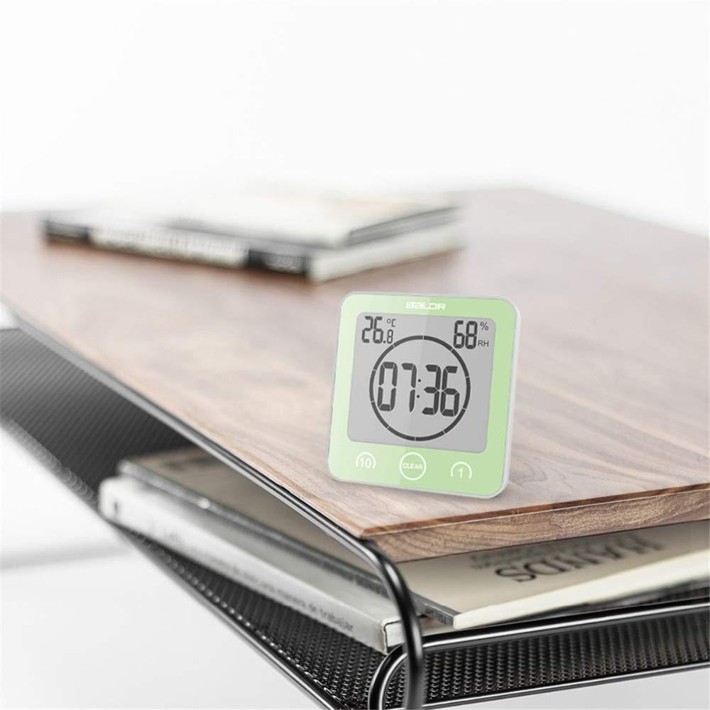 Lingland Lingland LCD Digital Waterproof Water Splashes Bathroom Wall Clock Shower Clocks Timer Temperature Humidity Kitchen Wash Room Timers(Blue) Home Furnishings (Color : White)