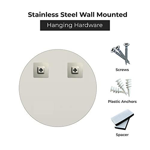 Fab Glass and Mirror Fab Glass and Mirror Frameless Round Safety Backing 1\" Beveled Edge Mounted with Hooks-Bathroom Wall Mirror, 36\" x 36\", Silver