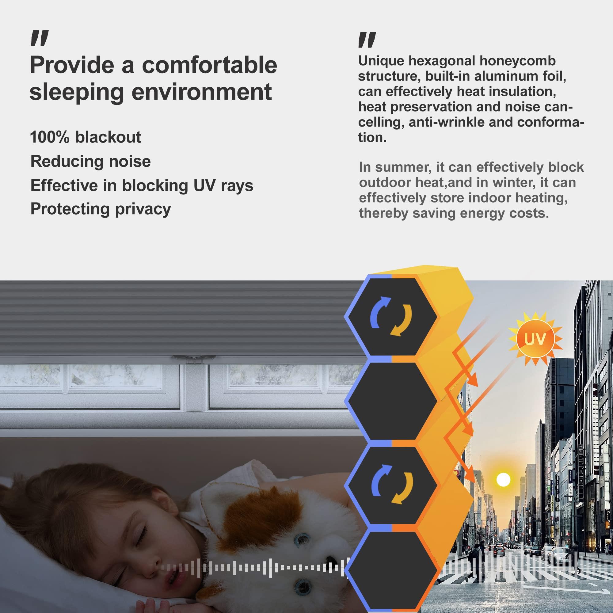 Sulugood Blackout Cellular Shades Cordless Blinds Sulugood Honeycomb Shades Room Darkening Window Blinds for Home, Bedroom, Office, Blackout-White, 45" W x 72" H