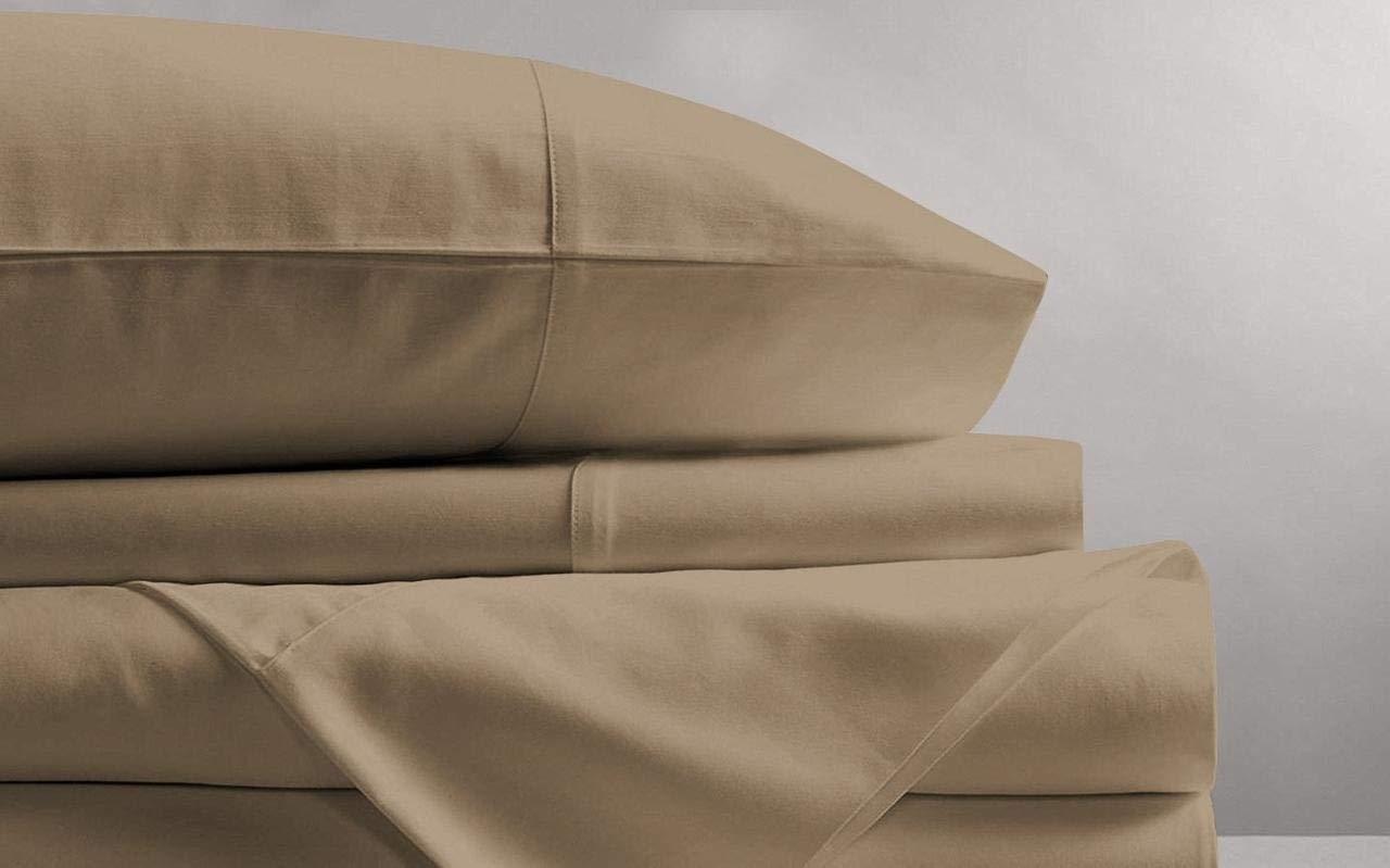 Sophia Cotton Club Cal-King Size Sheets Luxury Soft 1200-TC Heavy Egyptian Cotton - Sheet Set for Cal-King Size (72x84) Mattress Fits 24-26 Inches Fully Elastic Deep Pocket (Solid, Taupe)